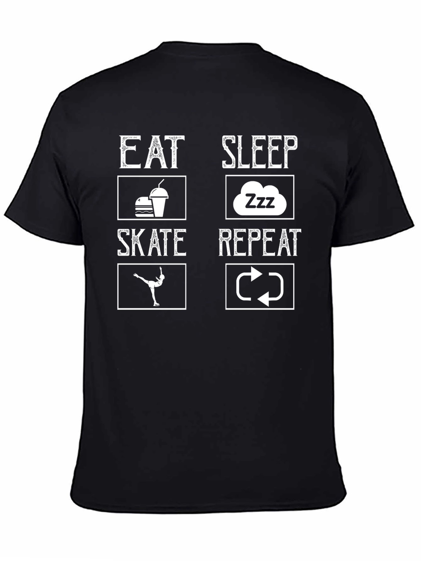 Black Eat Sleep Skate Repeat Black T-Shirt view 4