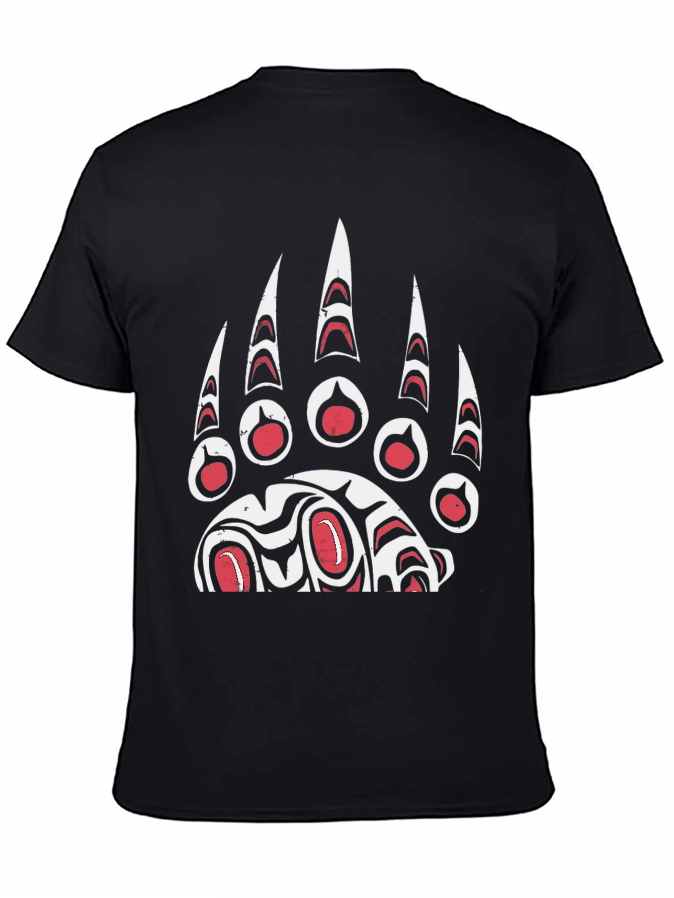 Black Bear Paw Print Graphic T-Shirt - Black view 4