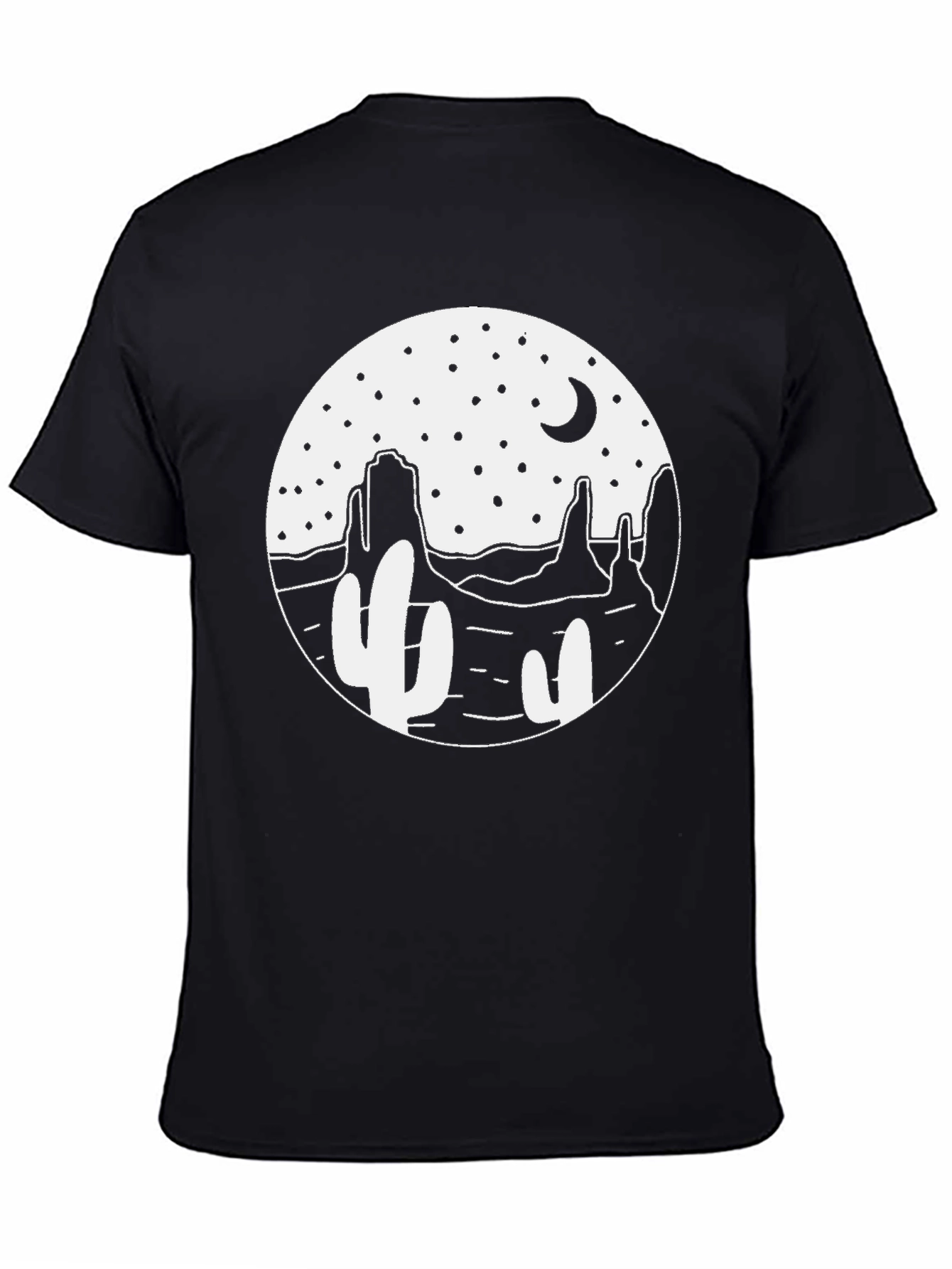 Black Desert Night T-Shirt - Black Cotton Tee view 4