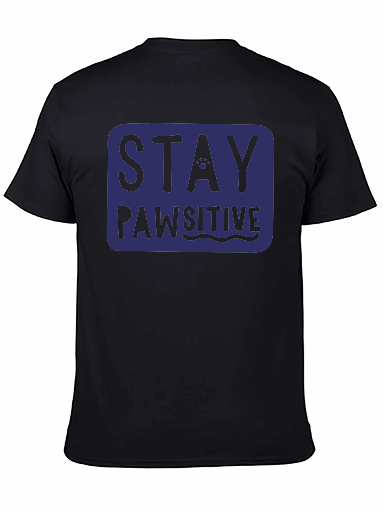 Black Stay Pawsitive T-Shirt - Blue Graphic Tee view 4
