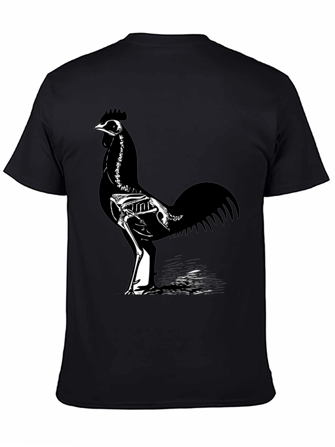 Black Skeleton Rooster T-Shirt - Black view 4