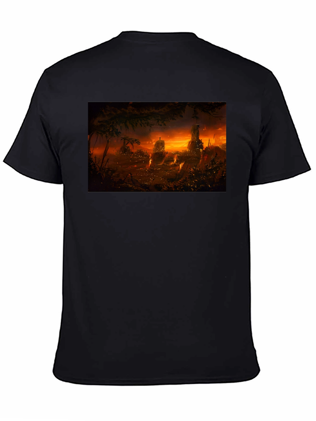 Black Sunset Landscape Graphic Print T-Shirt view 4