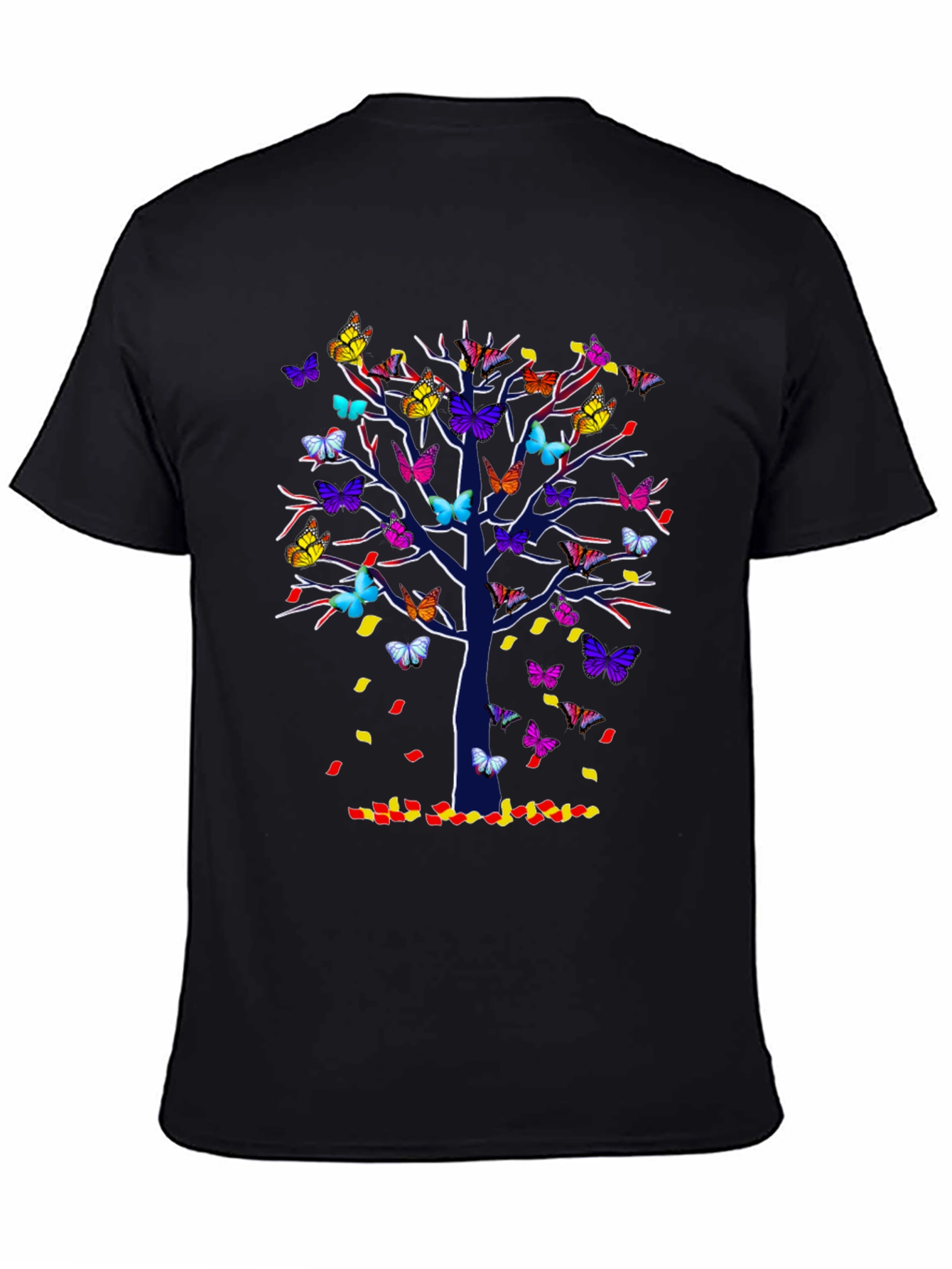 Black Butterfly Tree T-Shirt - Colorful Nature Tee view 4