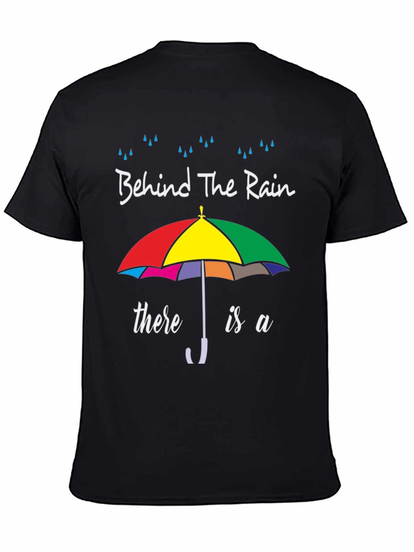 Black Behind The Rain Umbrella Graphic T-Shirt view 4