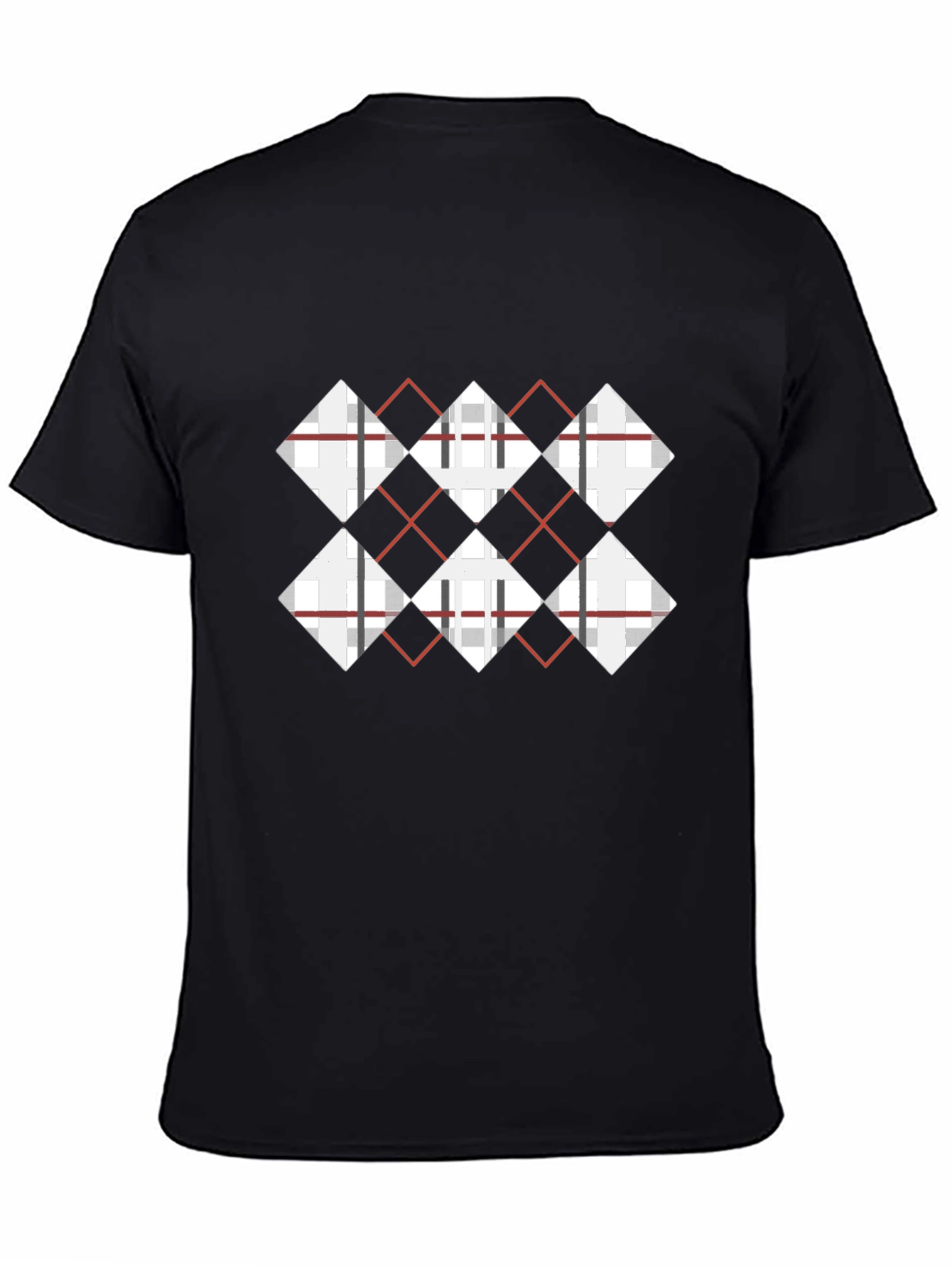 Black Argyle Diamond Graphic Tee - Casual Style view 4