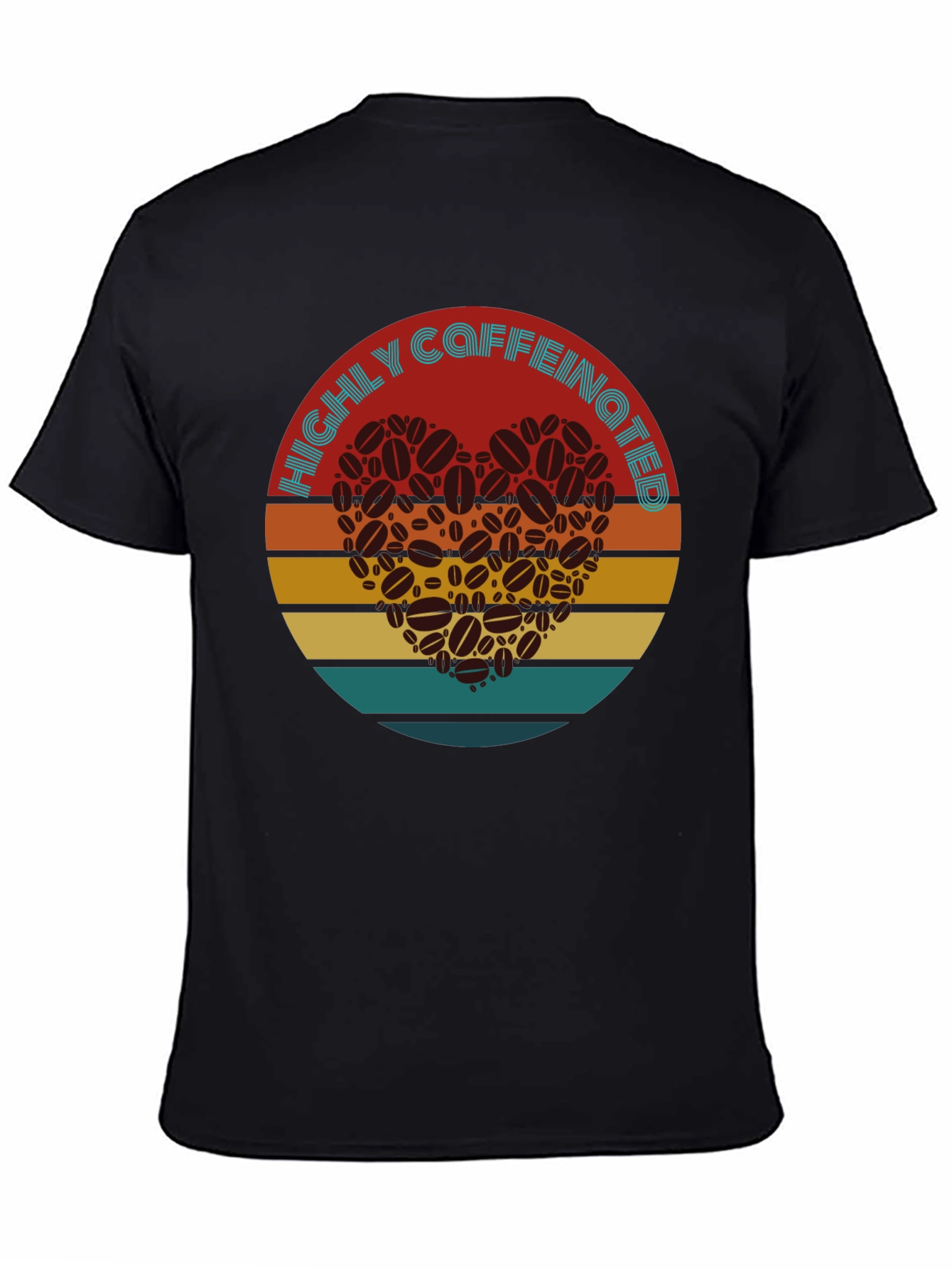 Black Highly Caffeinated Coffee Bean Heart T-Shirt view 4