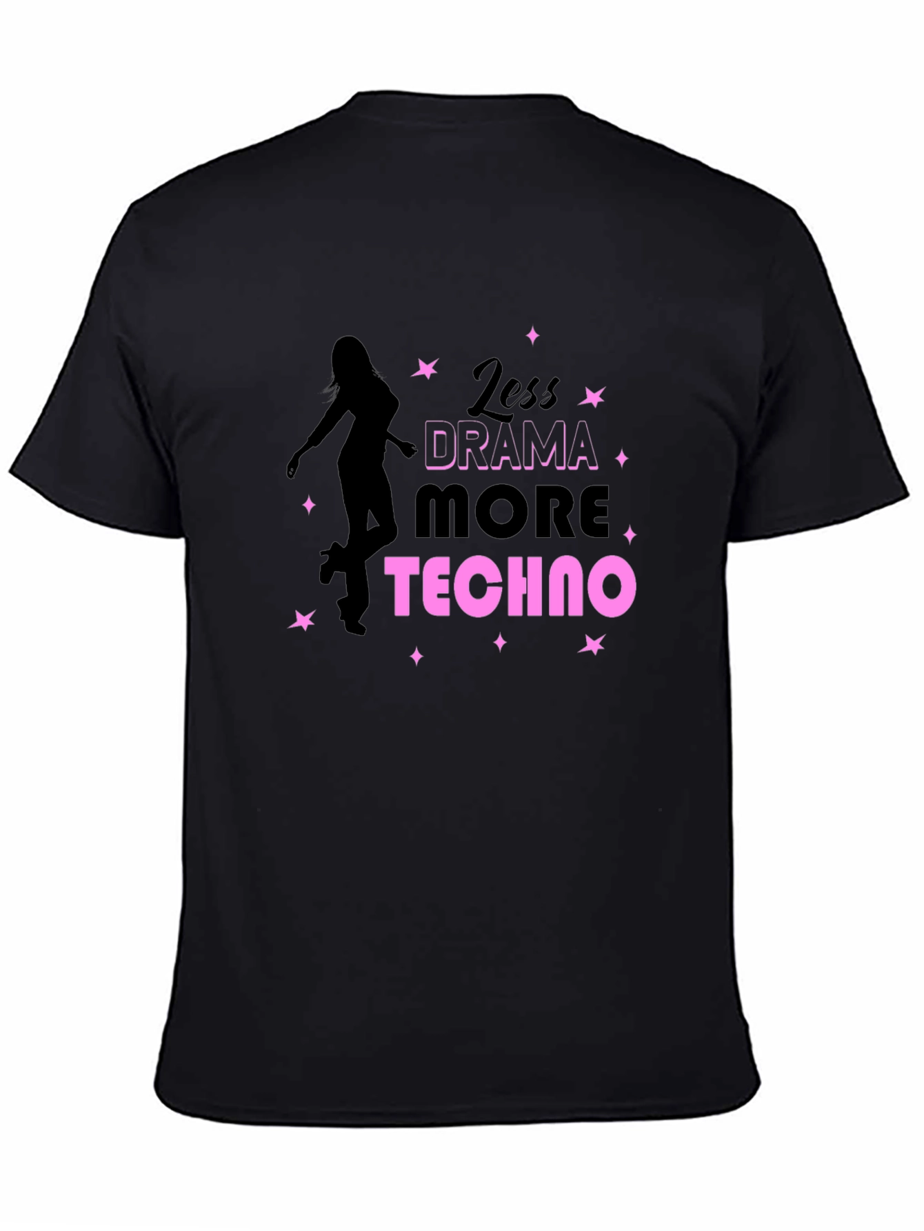 Black Less Drama More Techno Graphic Tee view 4