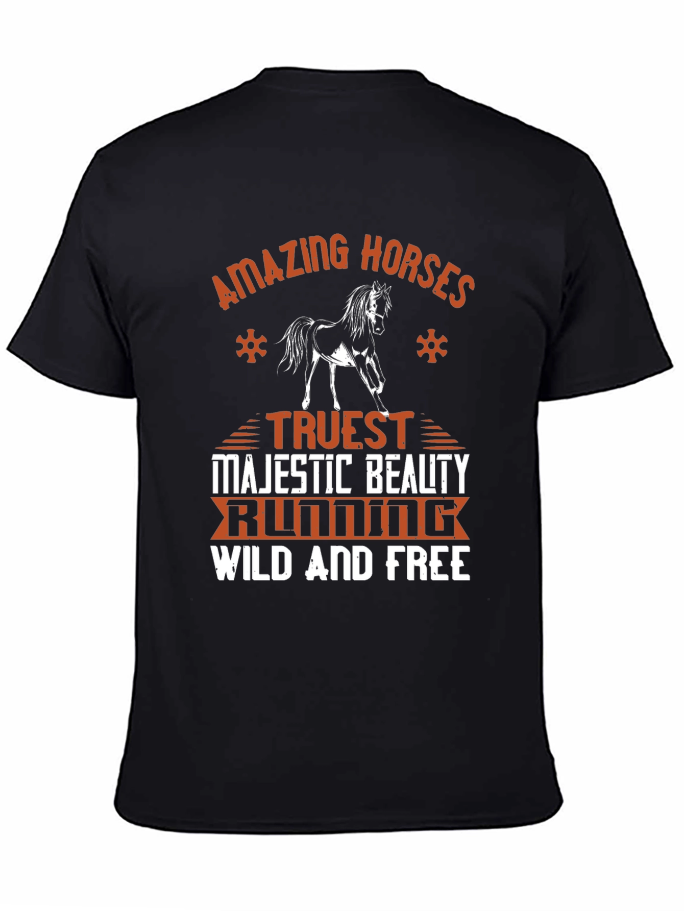 Black Amazing Horses Graphic Tee - Wild and Free Design view 4