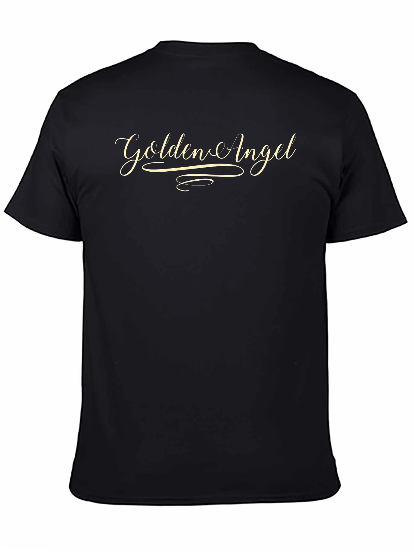 Black Golden Angel Graphic Tee - Black Cotton Comfort view 4