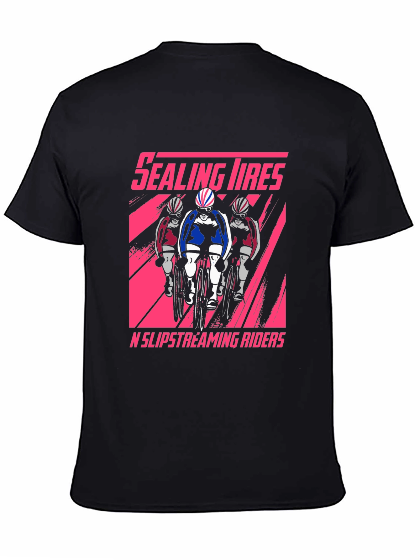 Black Sealing Tires Cycling T-Shirt - Slipstreaming Riders view 4