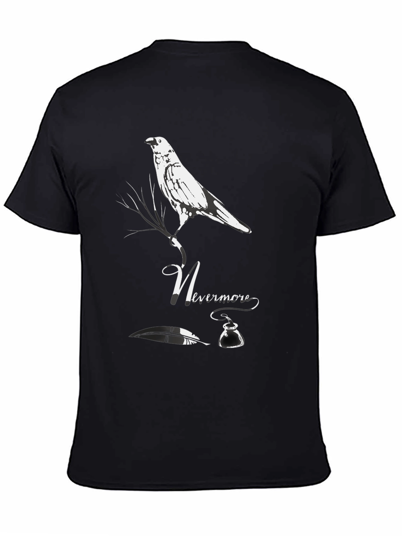 Black Nevermore Raven Graphic Tee - Edgar Allan Poe T-Shirt view 4