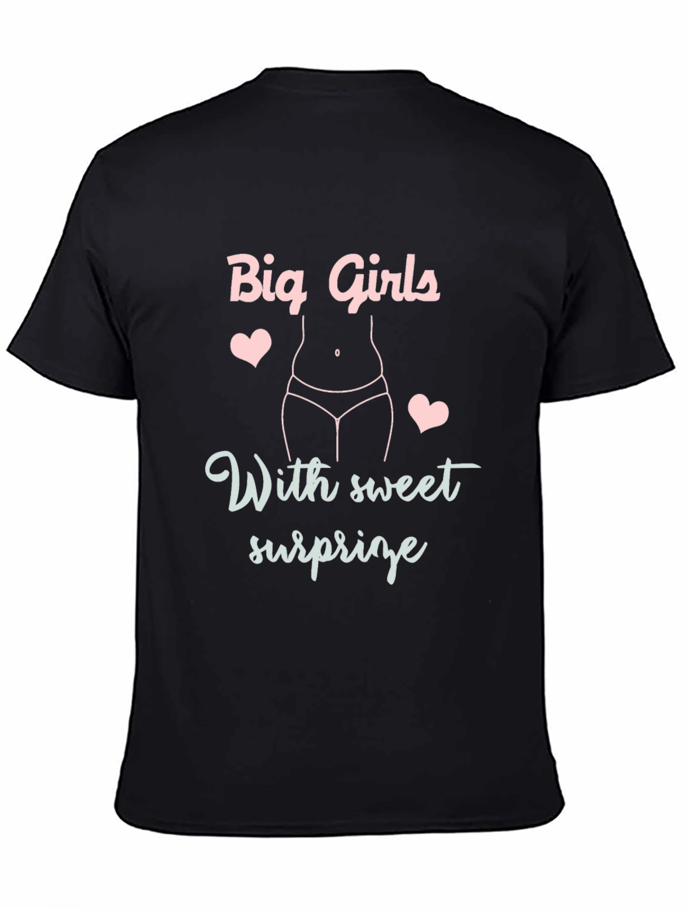 Black Big Girls With Sweet Surprise Black Graphic Tee Shirt view 4