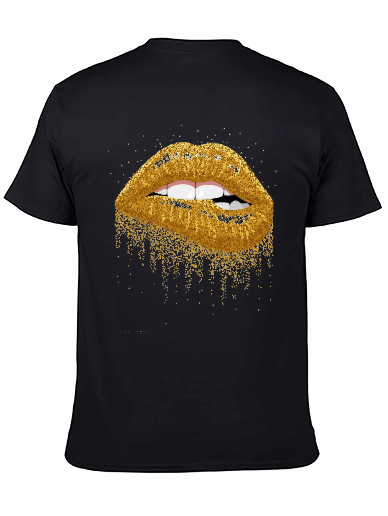 Black Glitter Lips Graphic Tee - Bold & Stylish view 4