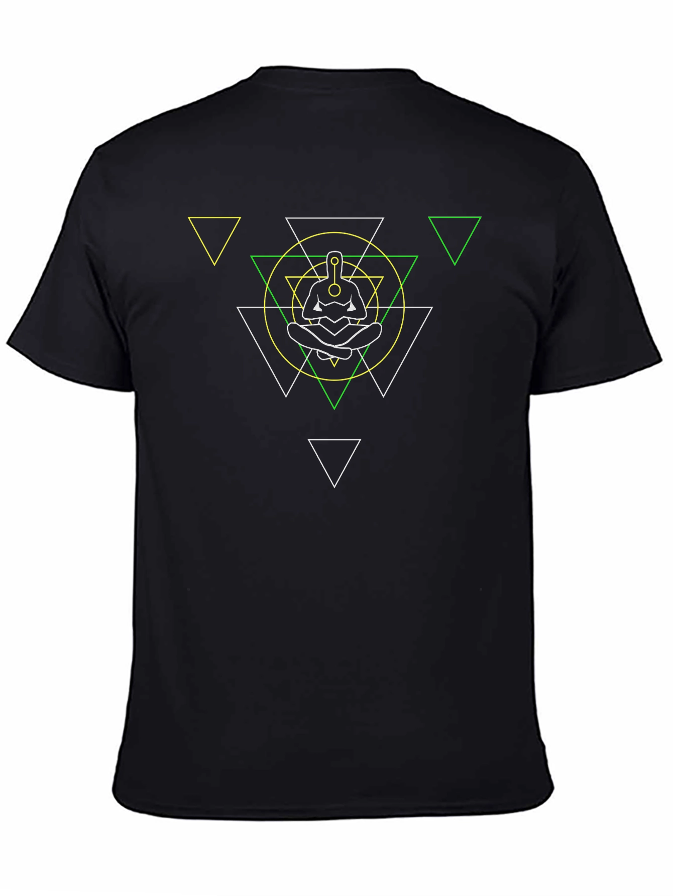 Black Geometric Meditation T-Shirt - Relaxed Fit view 4