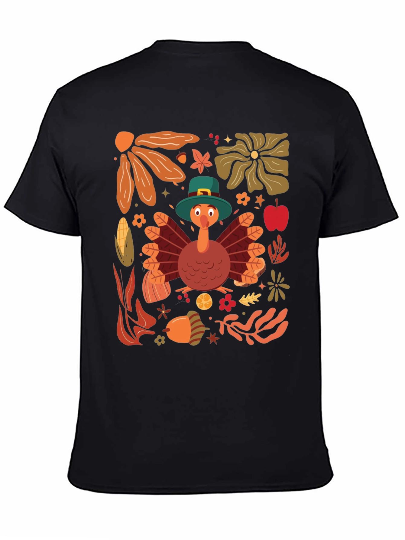 Black Thanksgiving Turkey Graphic T-Shirt view 4