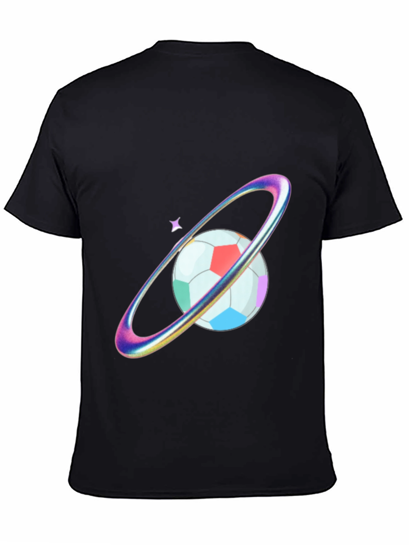 Black Colorful Planet Soccer Graphic Tee view 4