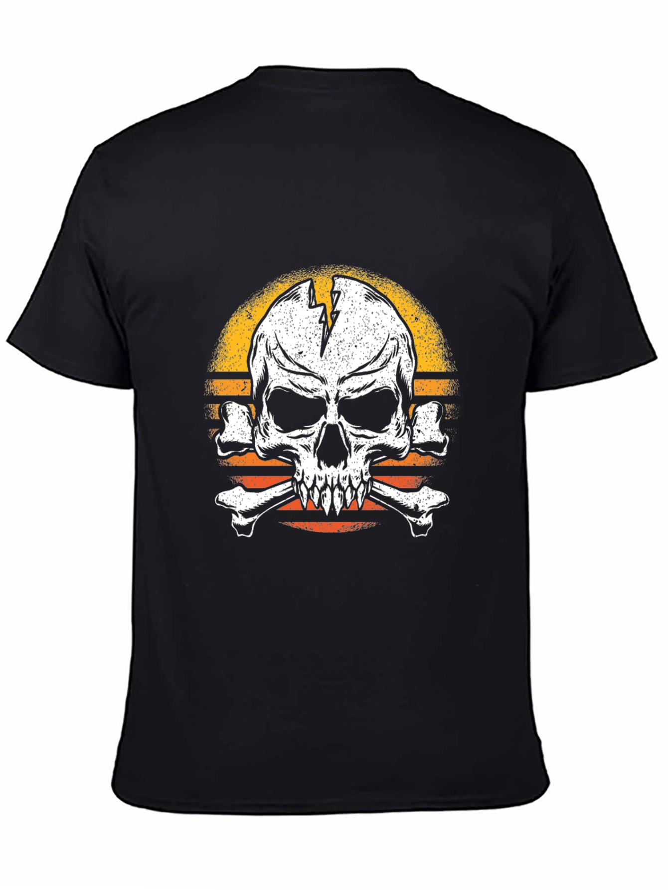 Black Skull and Crossbones T-Shirt - Vintage Style view 4