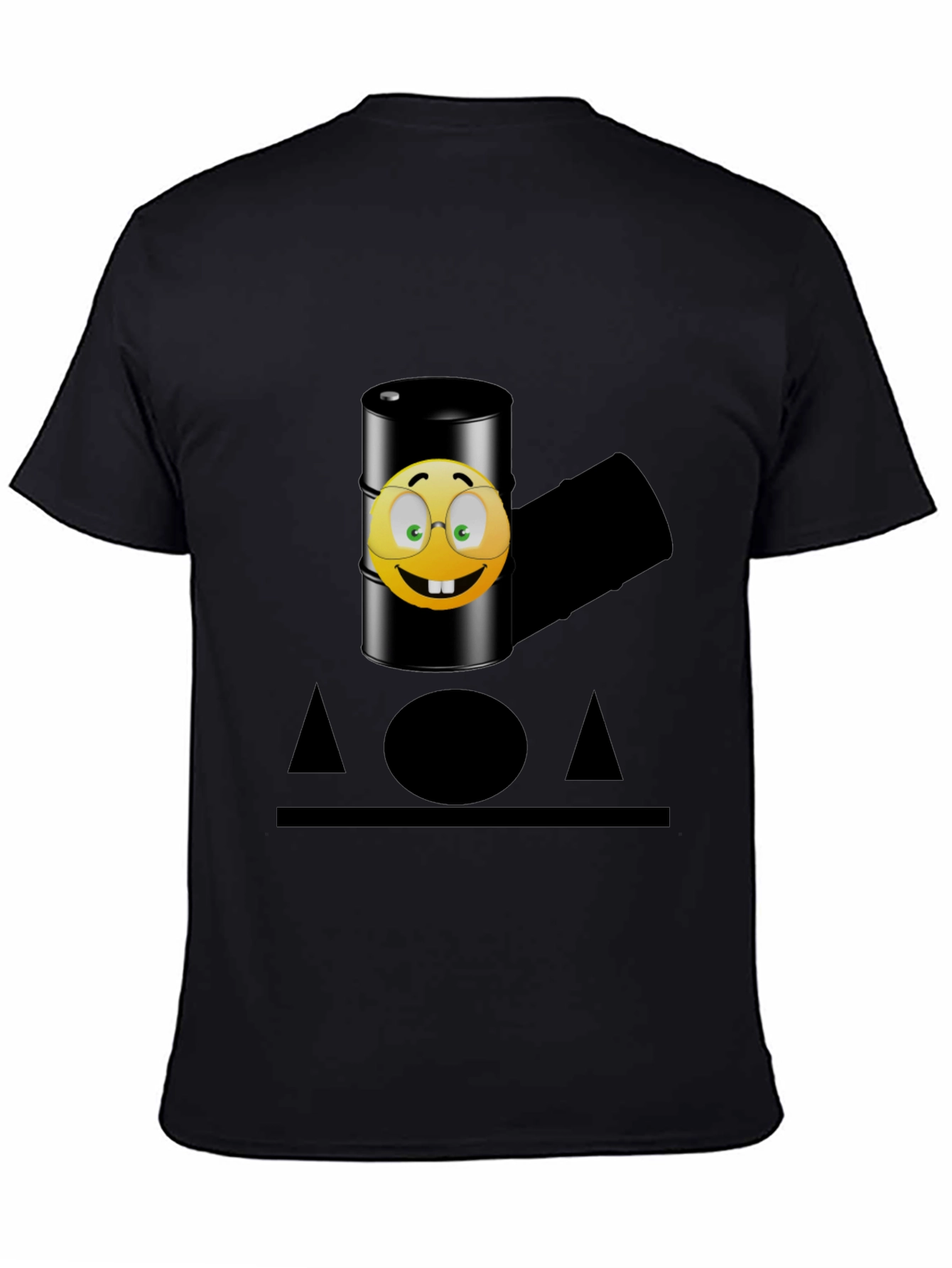 Black Humorous Emoji Oil Barrel T-Shirt - Black view 4