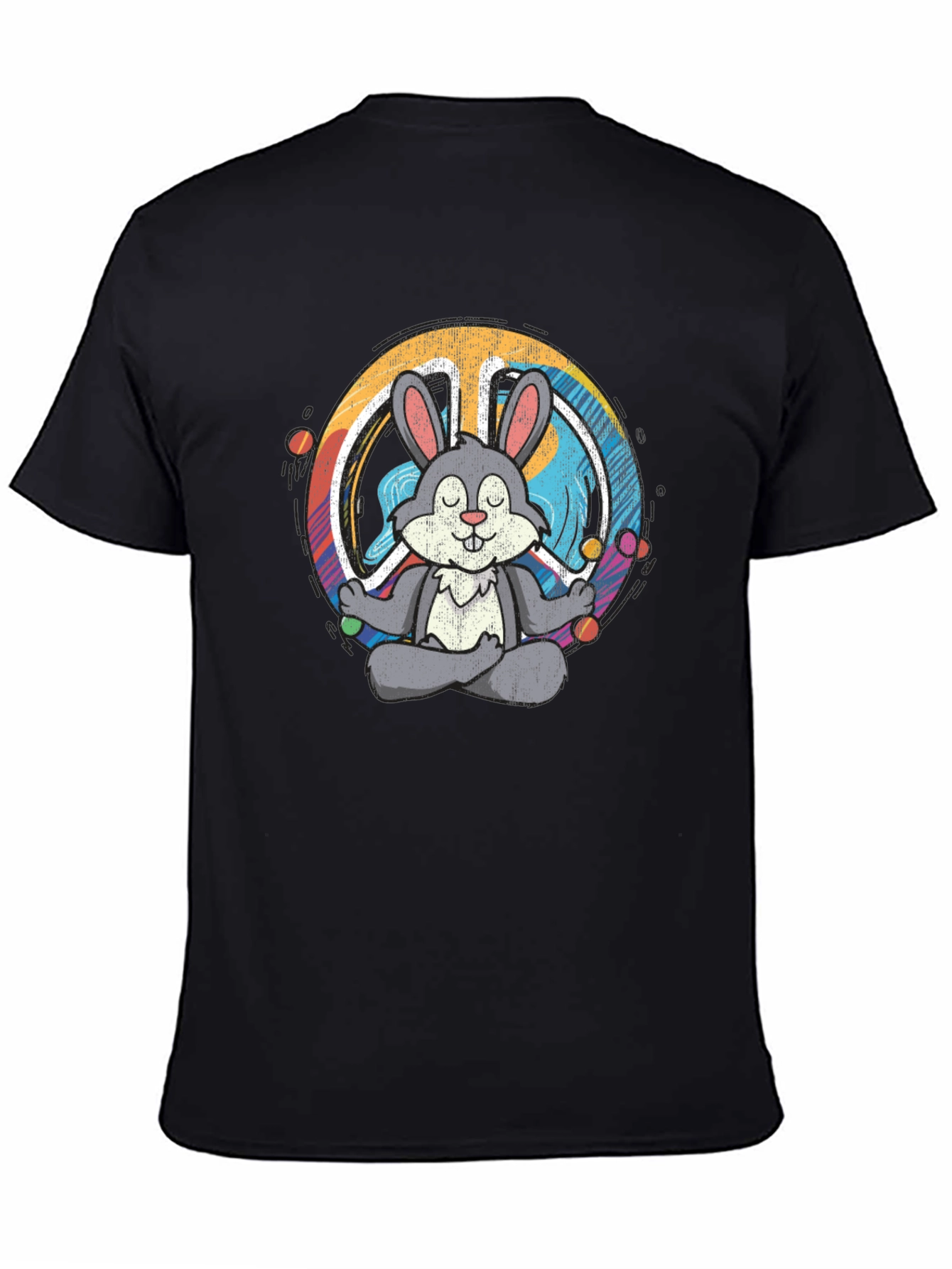 Black Peace Bunny T-Shirt - Meditating Hare Design view 4