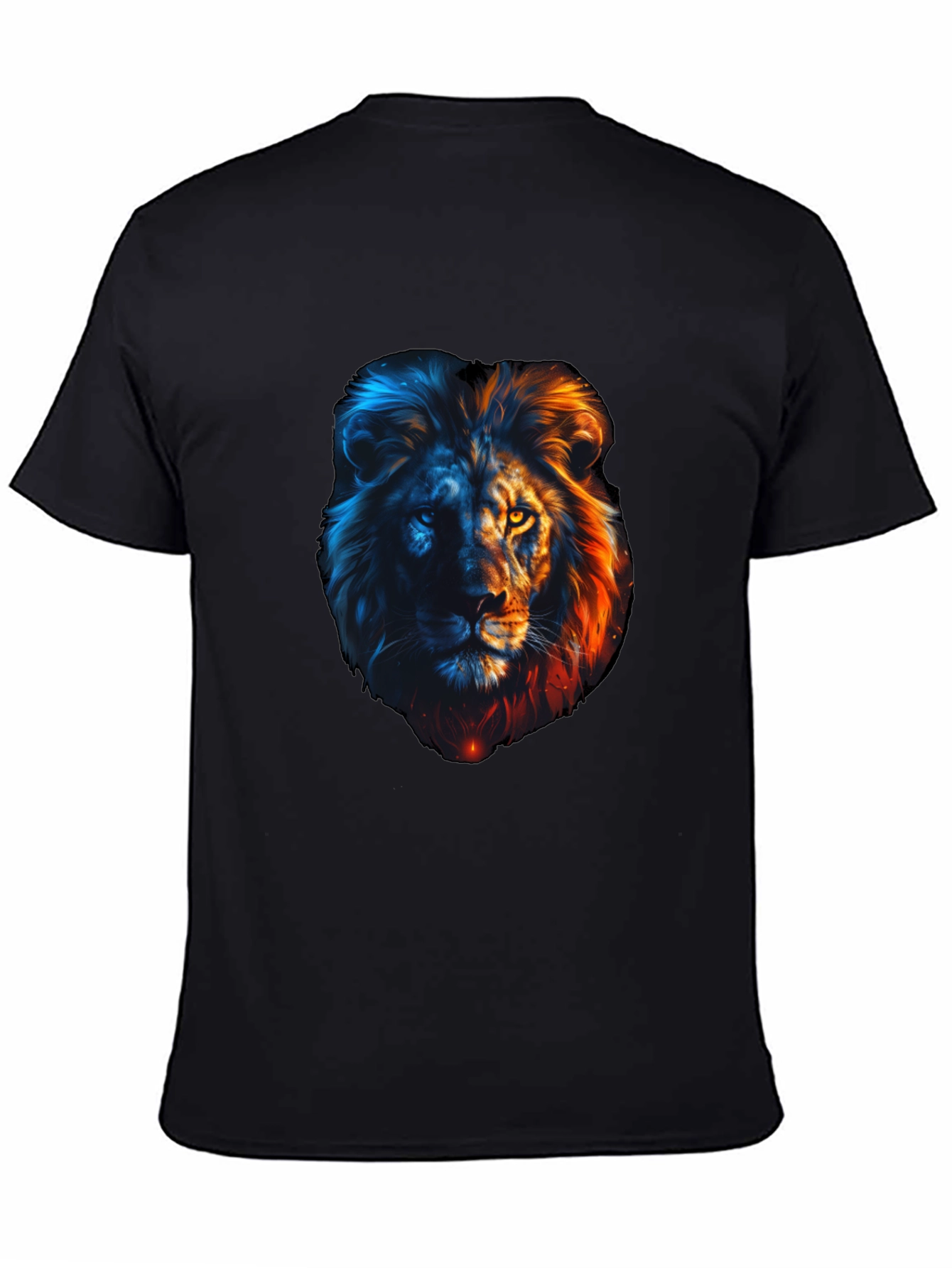 Black Lion Fire and Ice Graphic Tee - Cool Men's T-Shirt view 4