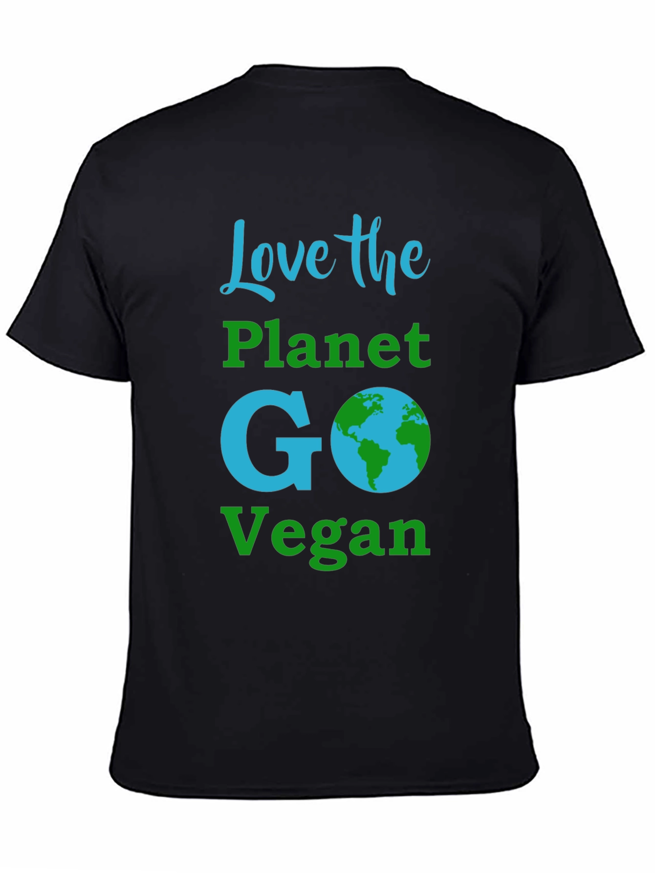 Black Love the Planet Go Vegan T-Shirt view 4