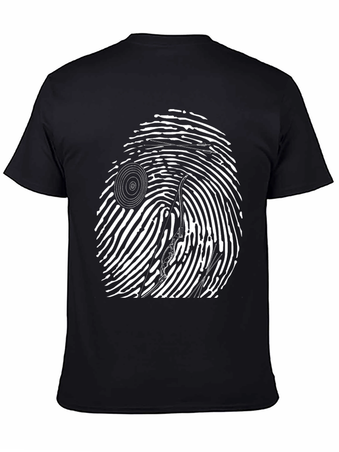 Black Unique Black T-Shirt with Fingerprint Graphic Design view 4
