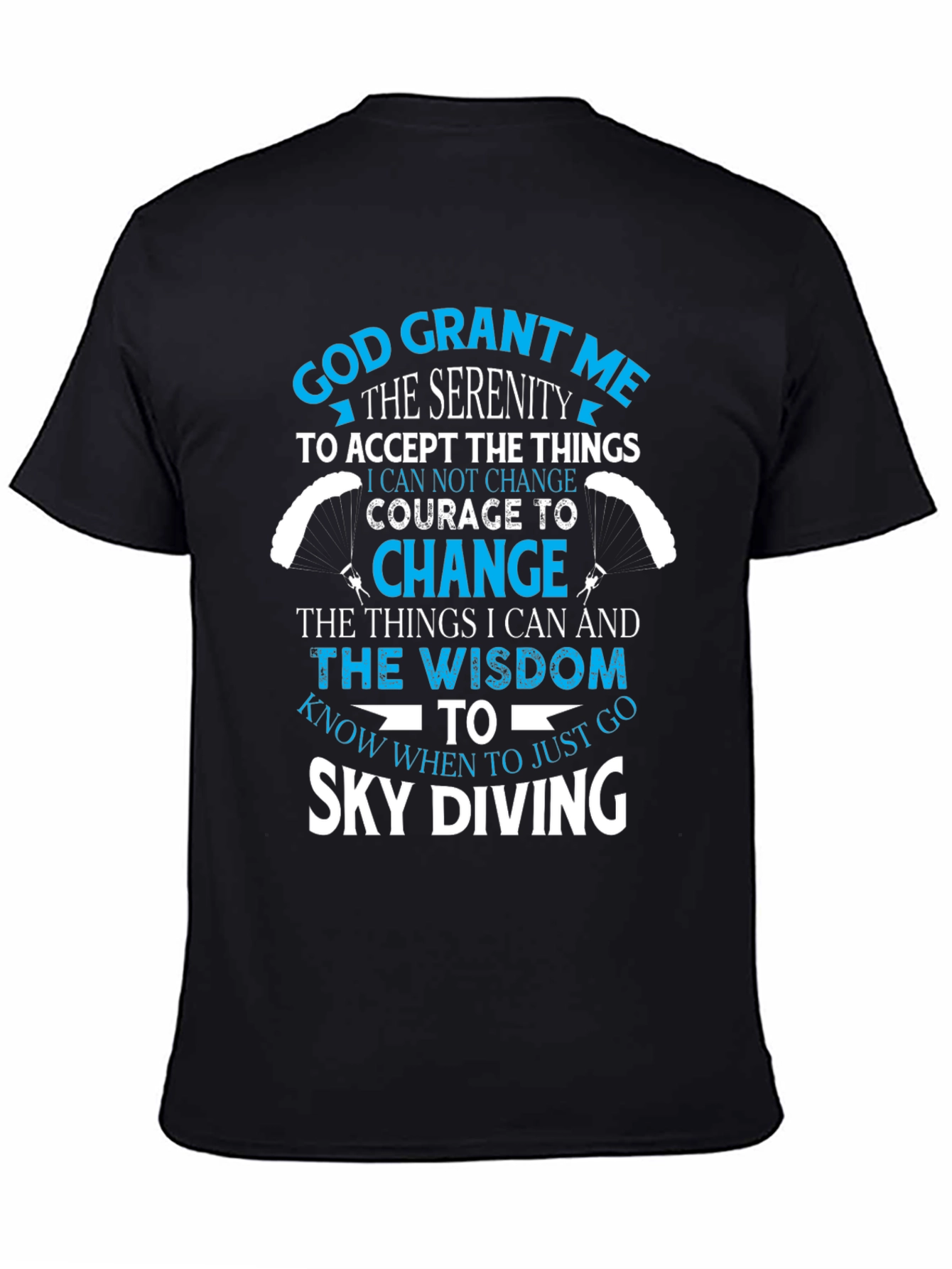 Black Sky Diving Serenity Prayer Graphic T-Shirt view 4