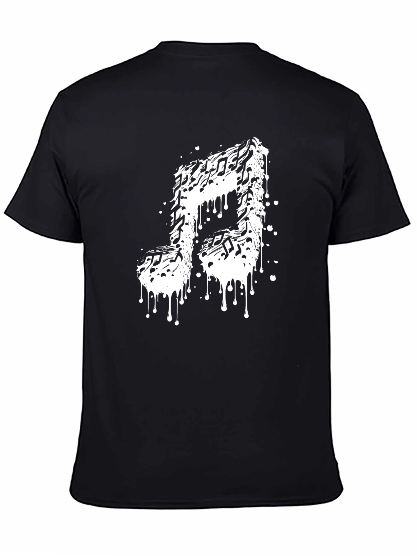 Black Musical Note Graphic Tee - Black Cotton T-Shirt view 4