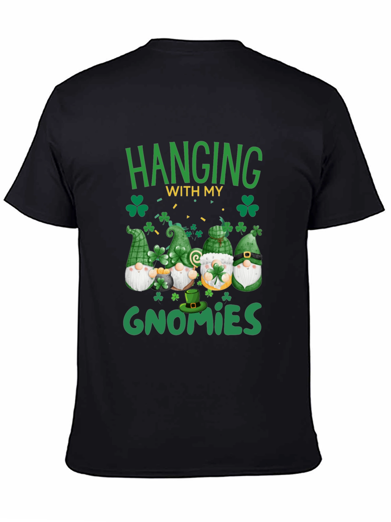 Black St. Patrick's Day Gnome T-Shirt view 4