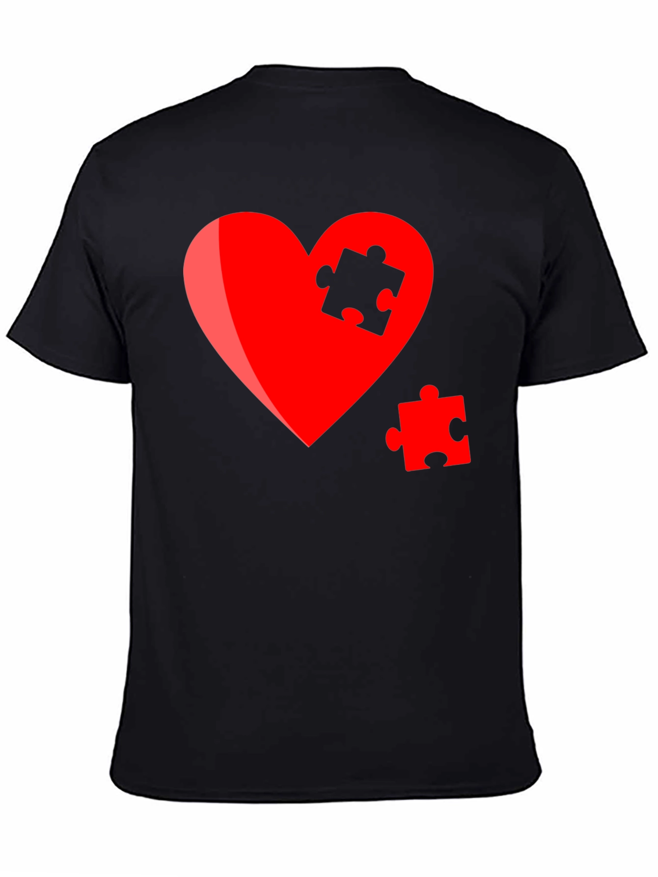 Black Heart Puzzle Piece Graphic Tee - Stylish Design view 4