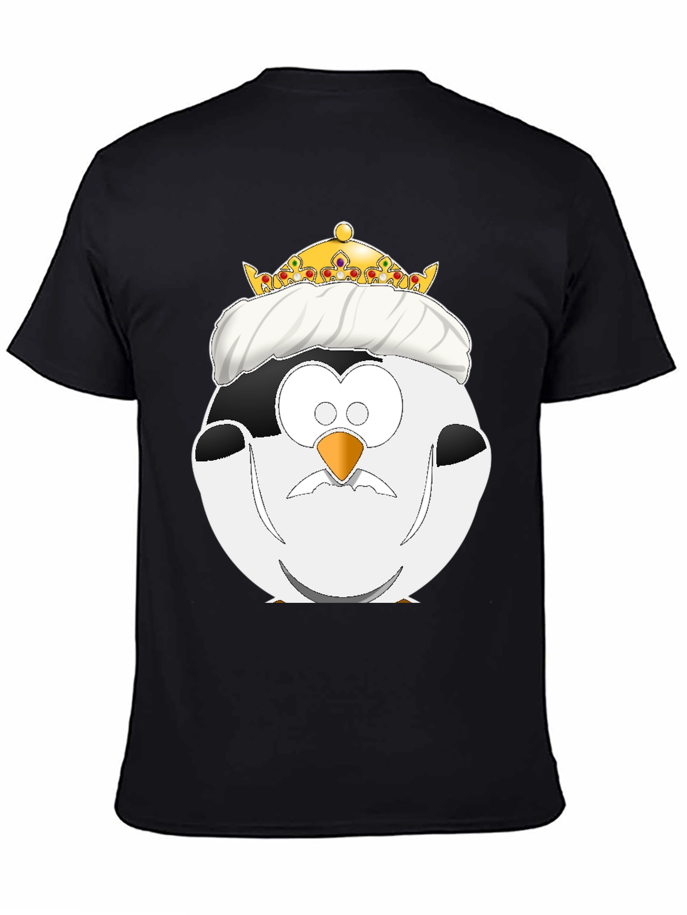 Black King Penguin Cartoon Graphic Tee view 4