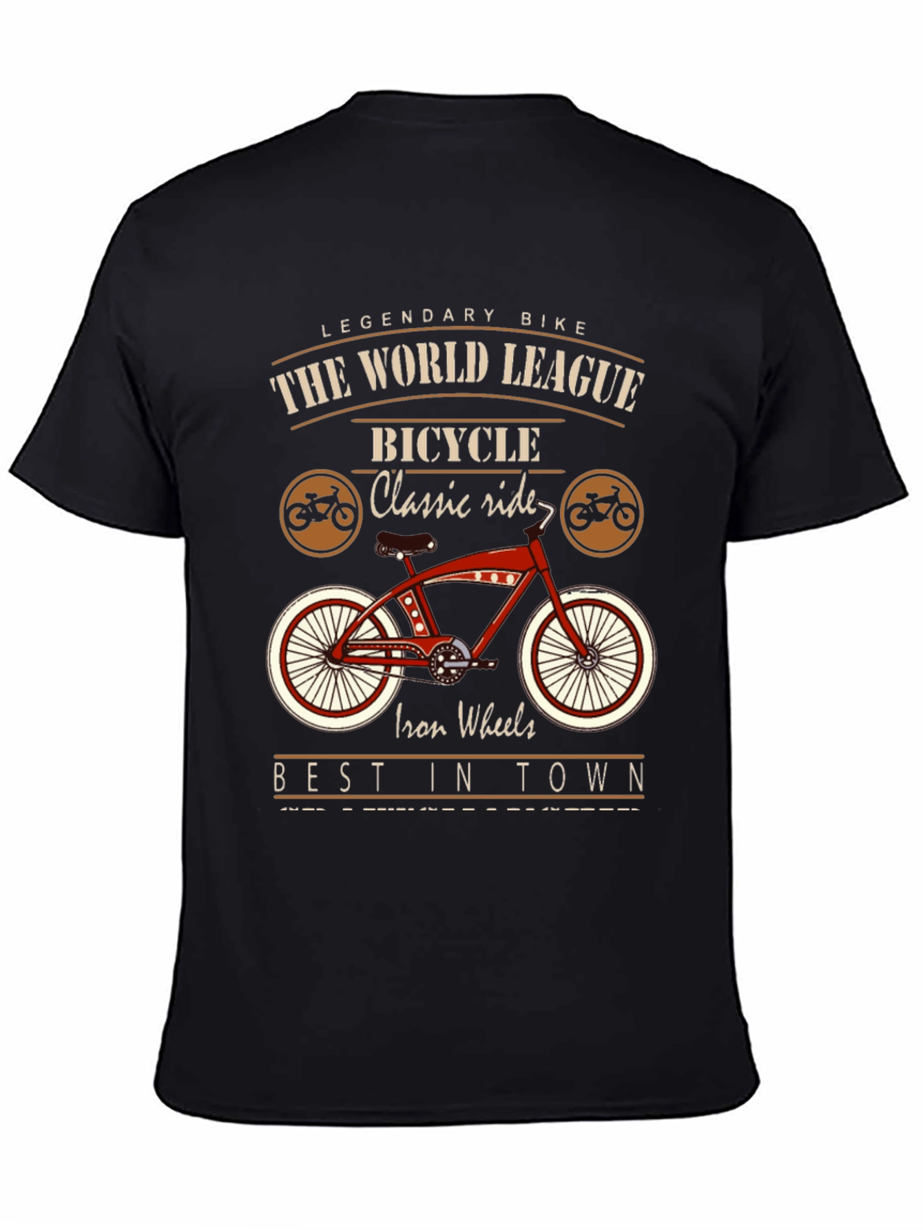 Black Vintage Bicycle T-Shirt: Classic Ride view 4