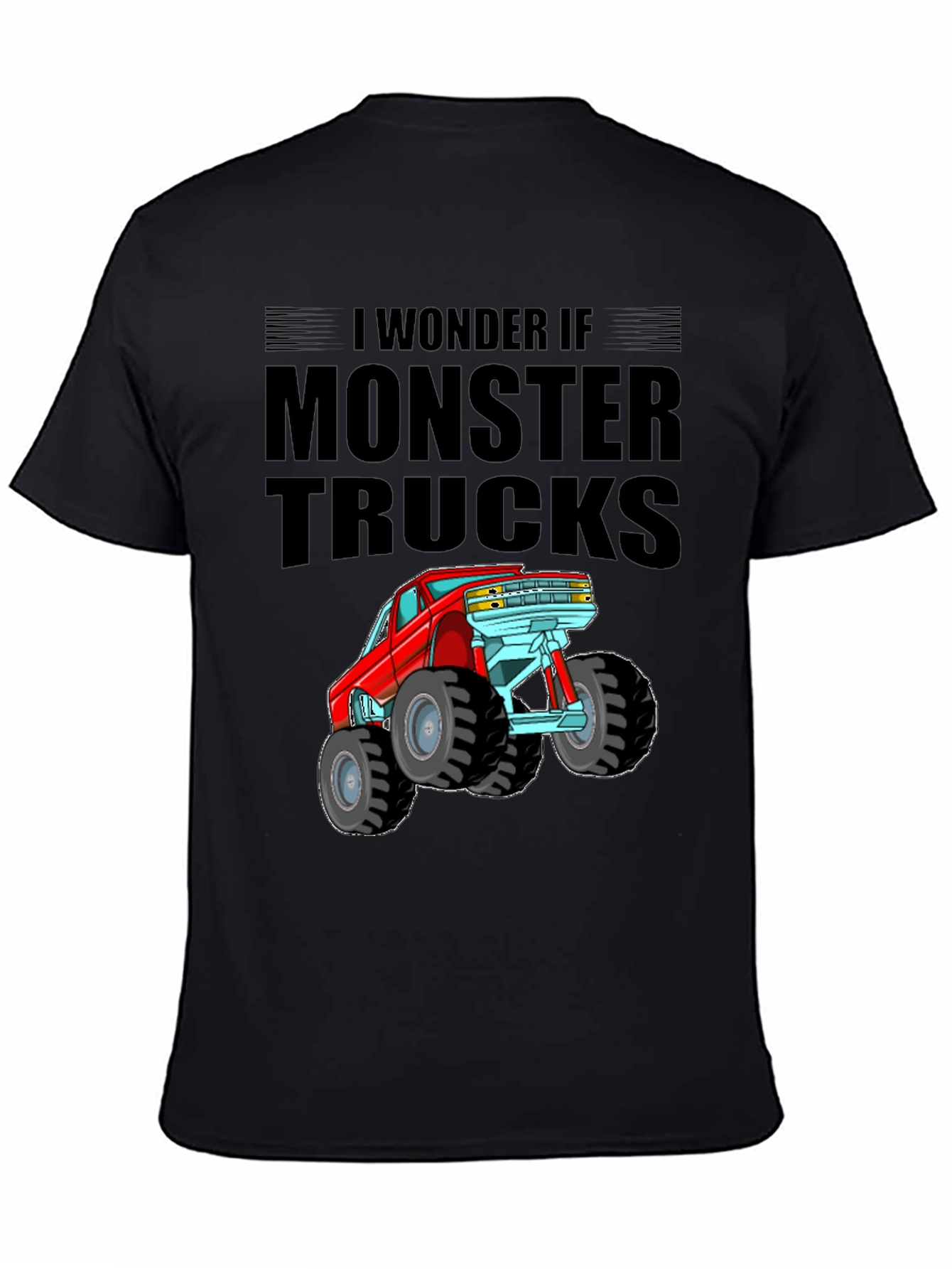 Black Monster Truck Graphic Tee - Black Cotton T-Shirt view 4