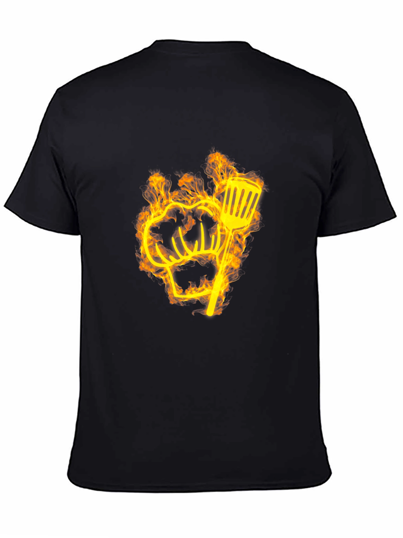 Black Flaming Chef Hat & Spatula Graphic Tee view 4