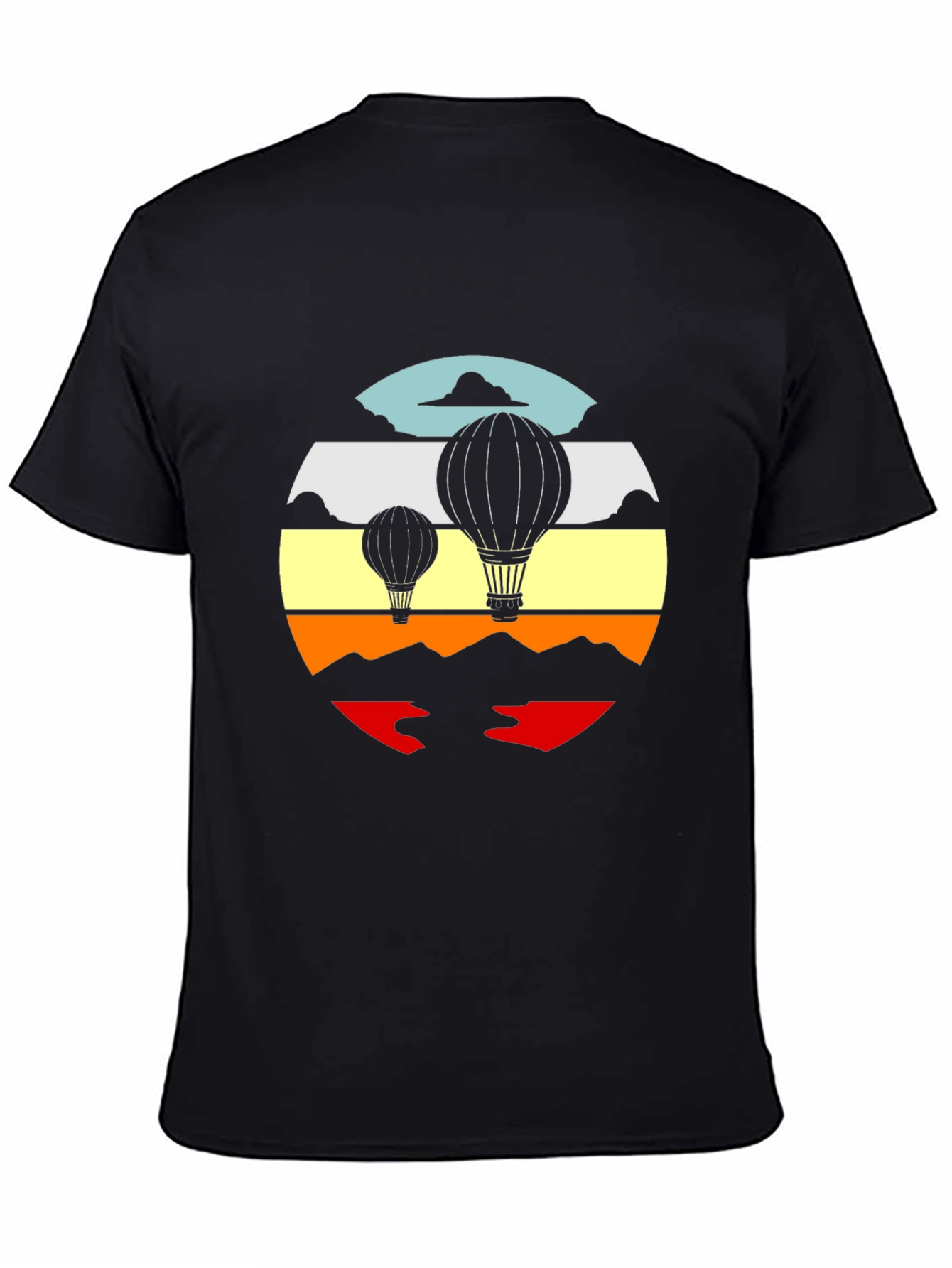 Black Retro Hot Air Balloon Graphic Tee - Black view 4