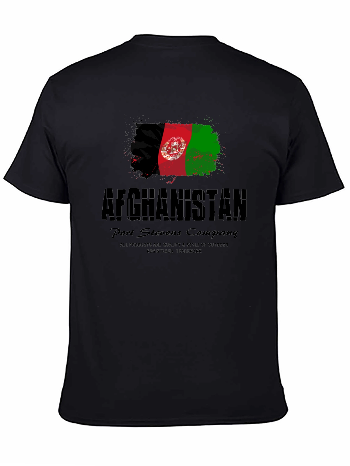 Black Afghanistan Flag T-Shirt - Port Stevens Company view 4