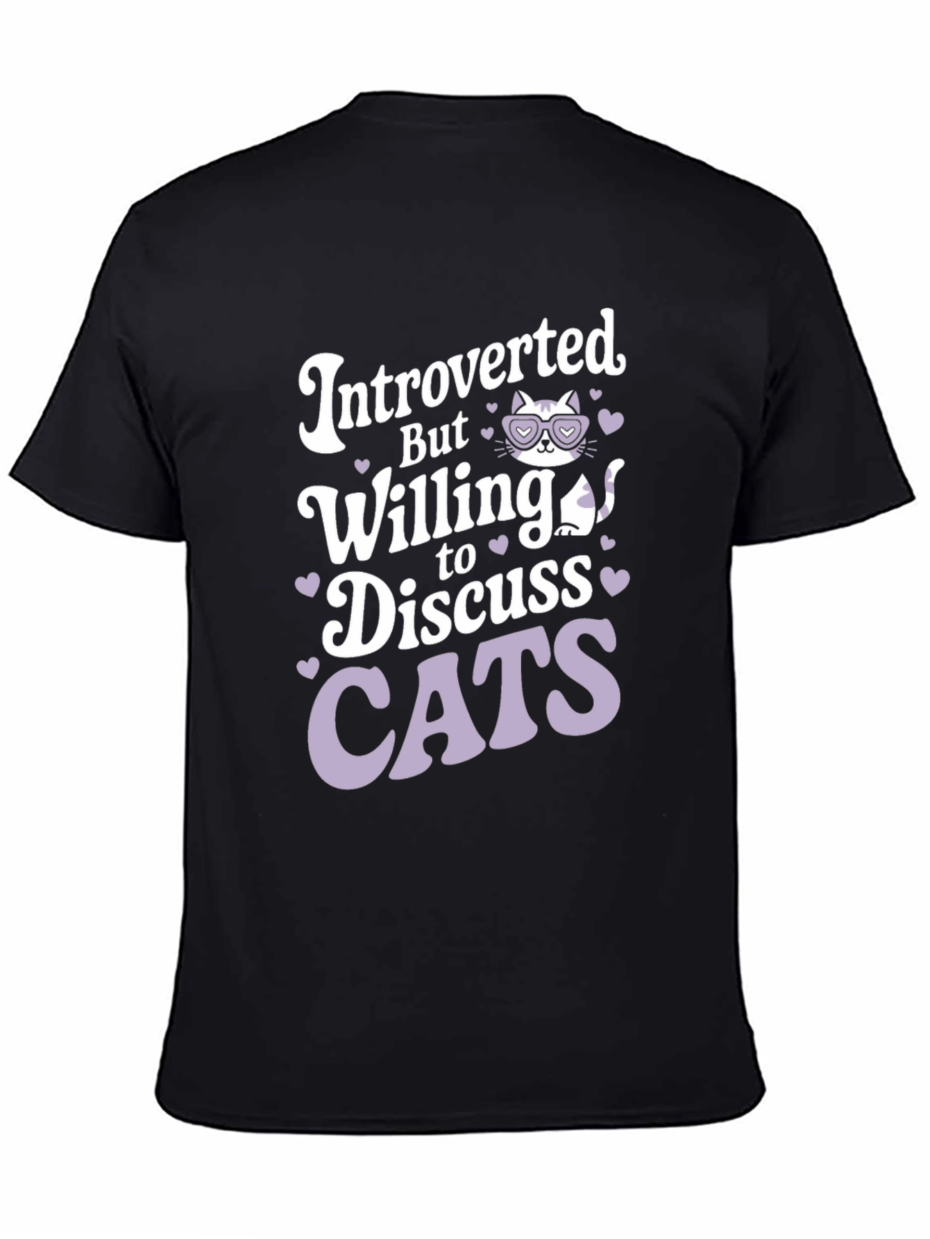 Black Introverted Cat Lover T-Shirt view 4