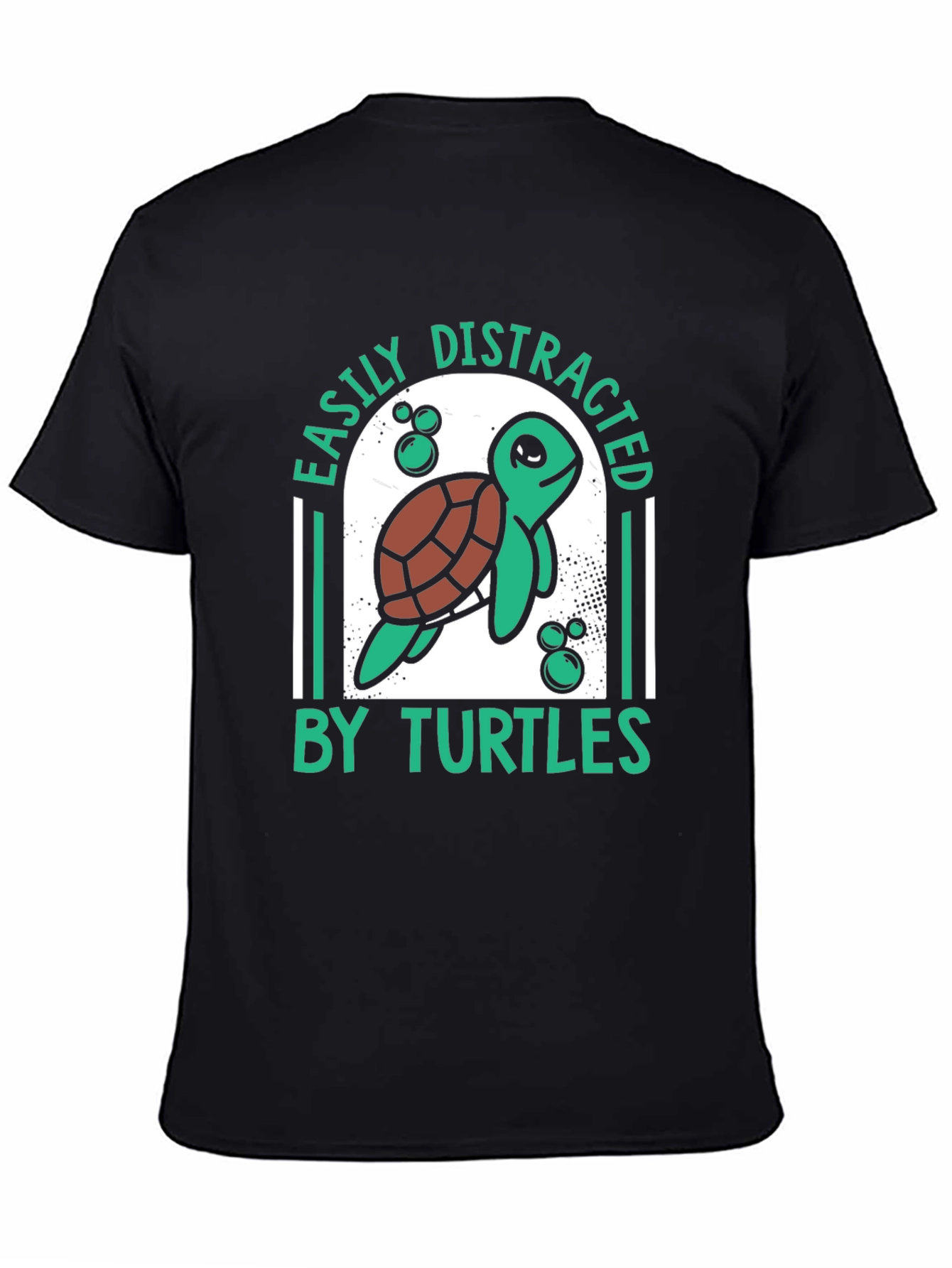 Black Easily Distracted By Turtles Graphic T-Shirt view 4