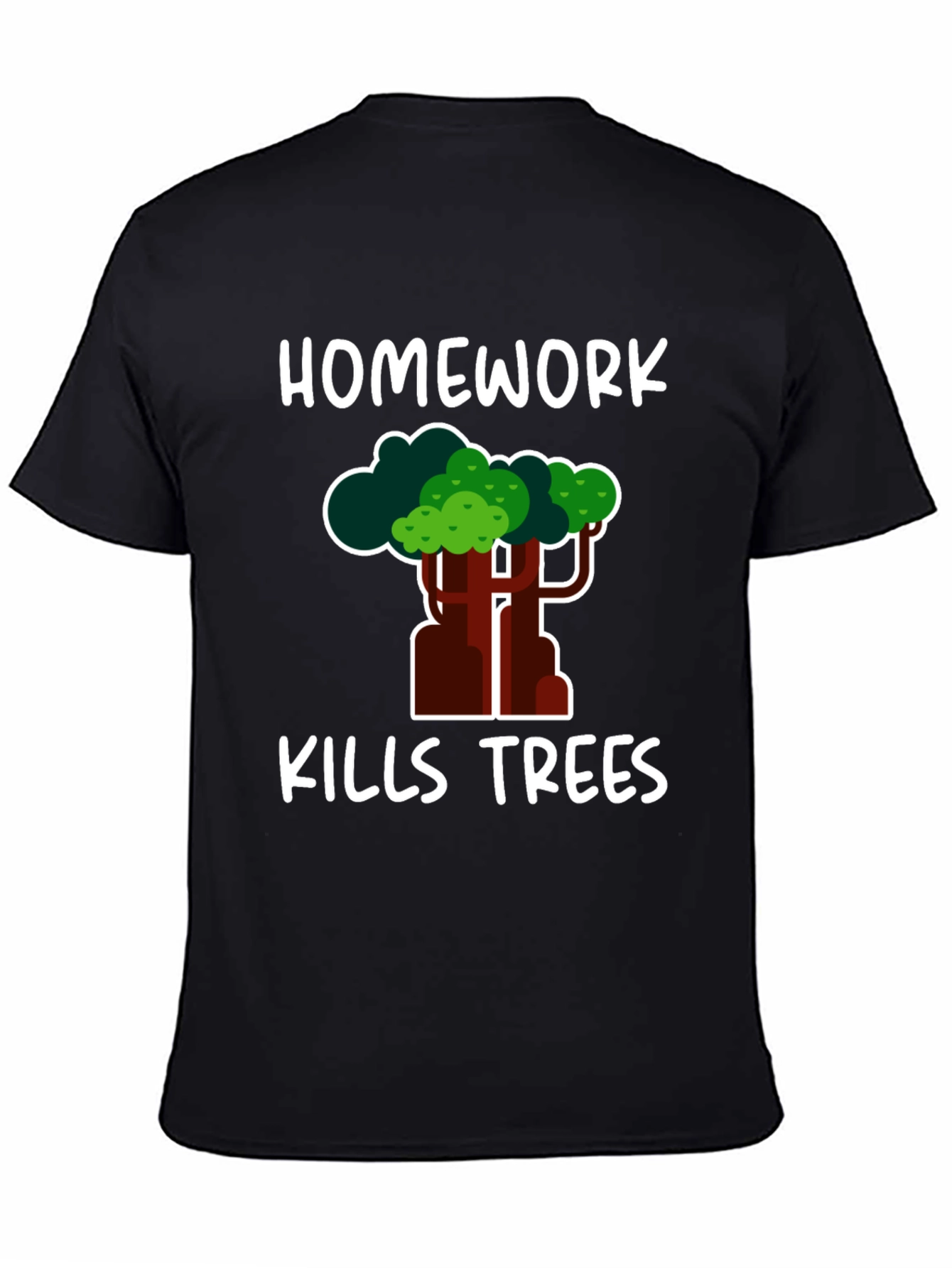 Black Homework Kills Trees Graphic Tee view 4