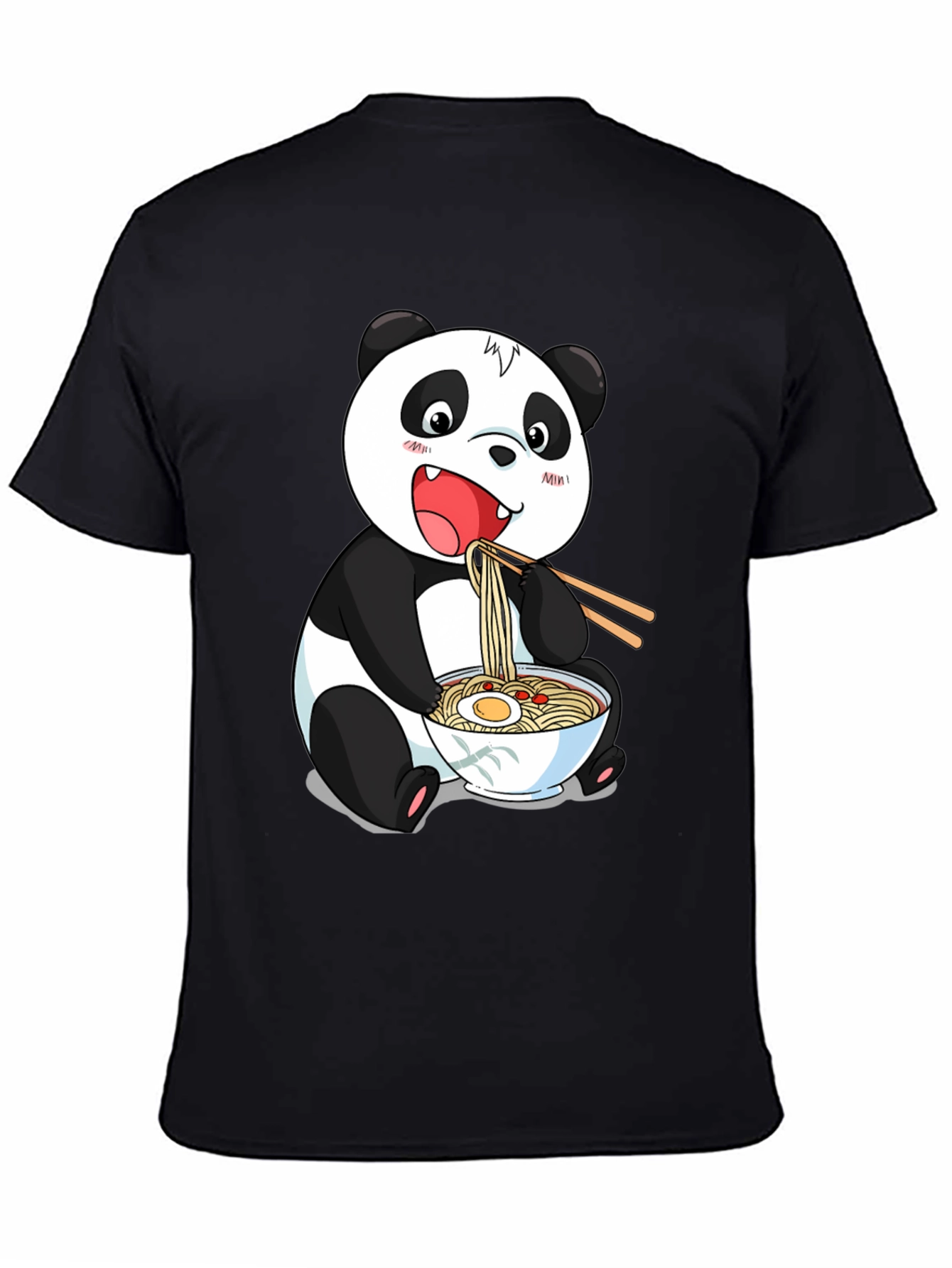 Black Panda Ramen Graphic Tee - Cute Cartoon Style view 4