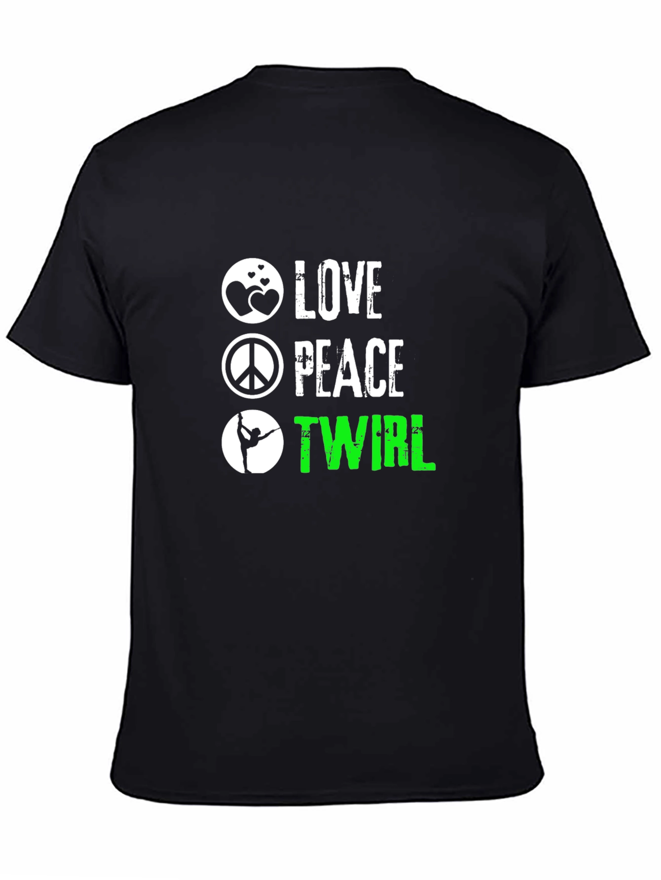 Black Love Peace Twirl Graphic Tee - Soft Cotton Blend view 4