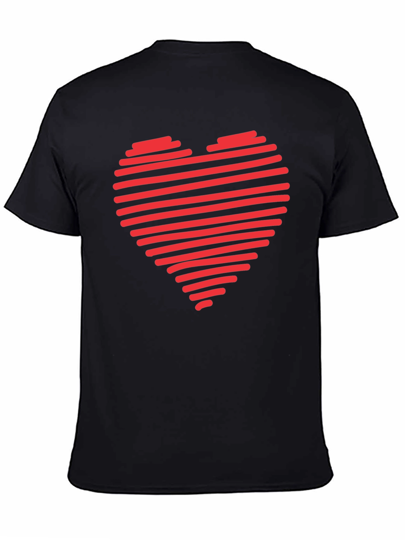 Black Red Heart Stripes Black T-Shirt Love Graphic Tee view 4