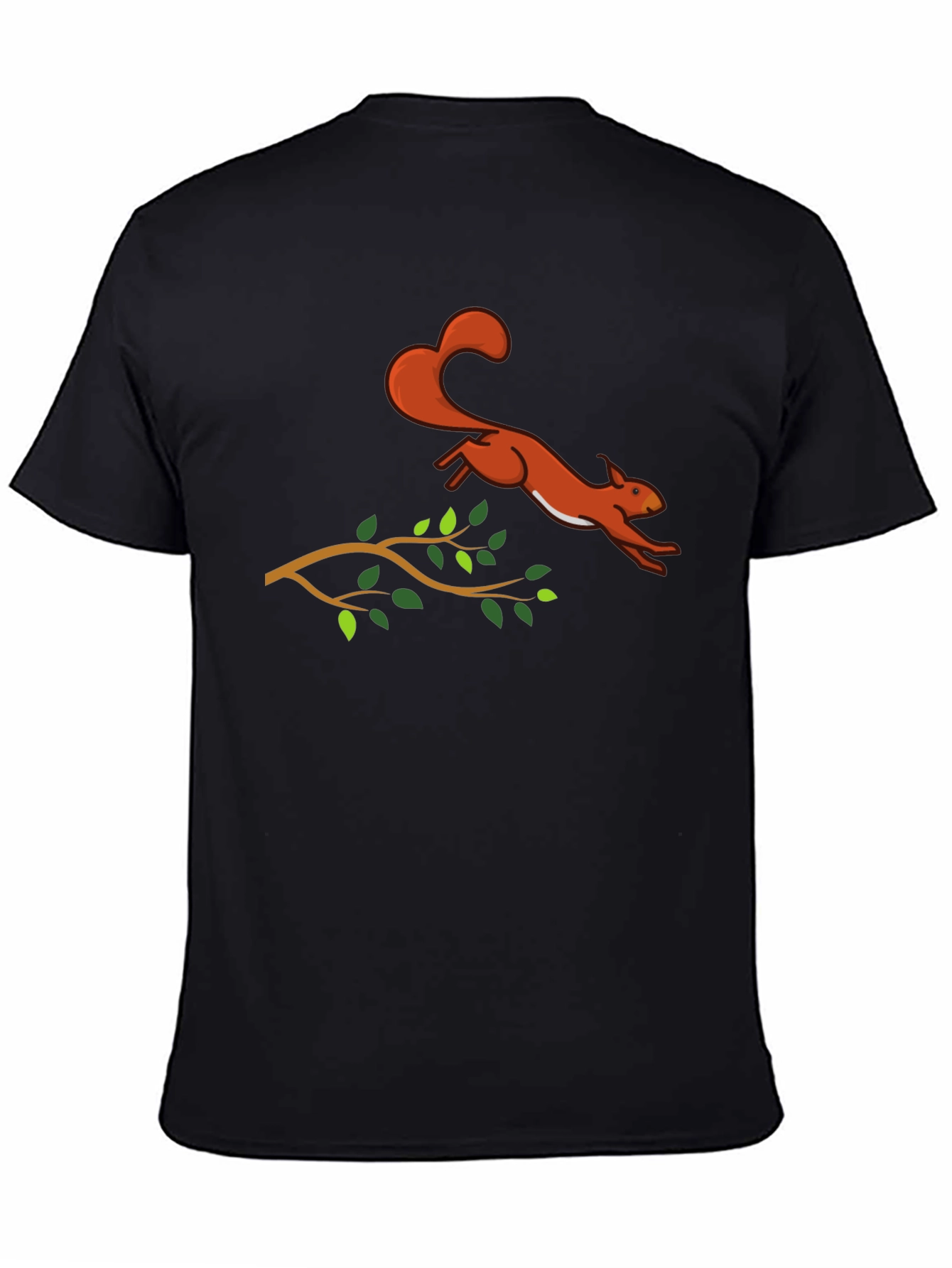 Black Squirrel Leaping T-Shirt - Black Cotton Graphic Tee view 4