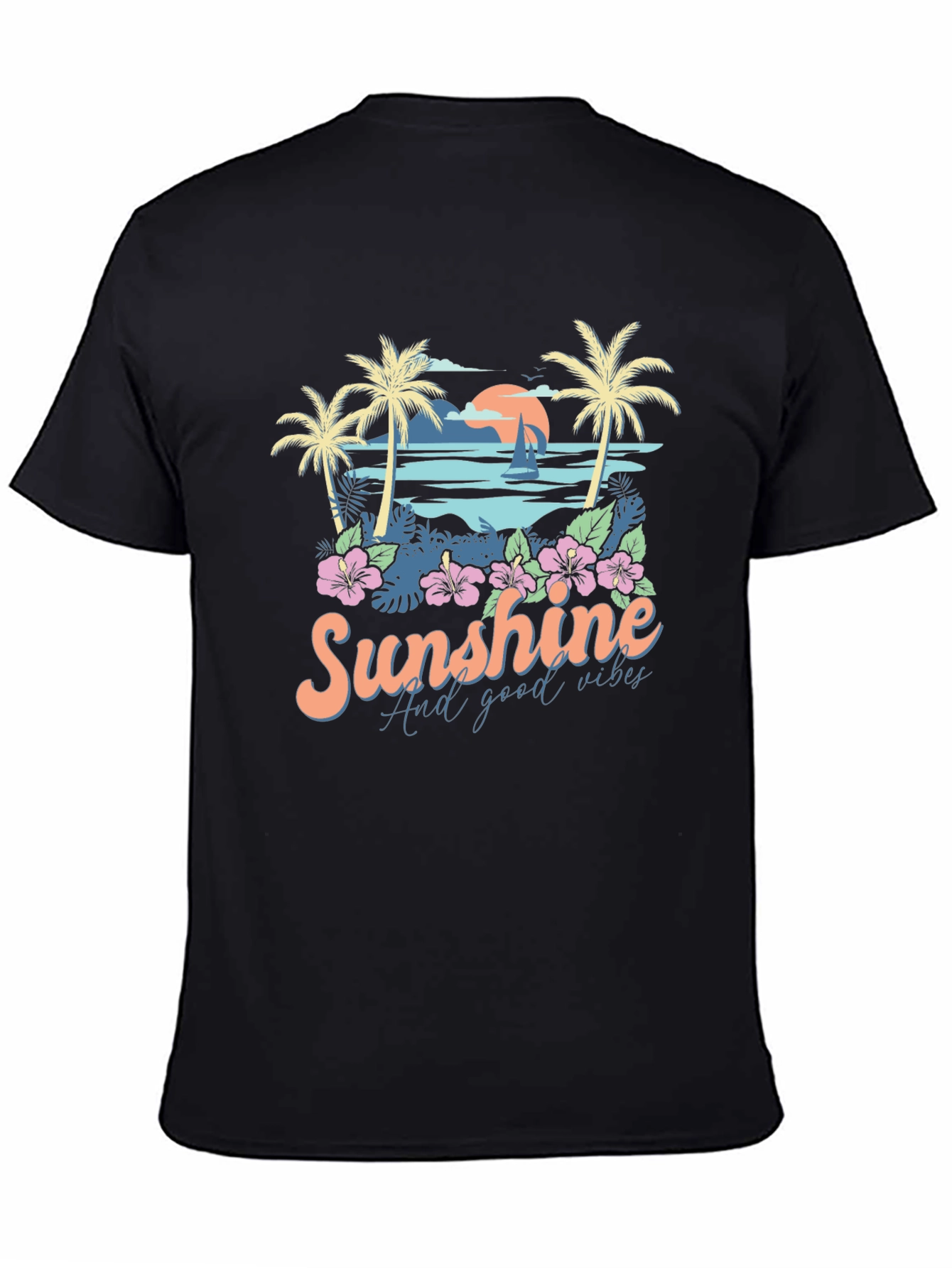 Black Sunshine & Good Vibes Graphic Tee - Black view 4