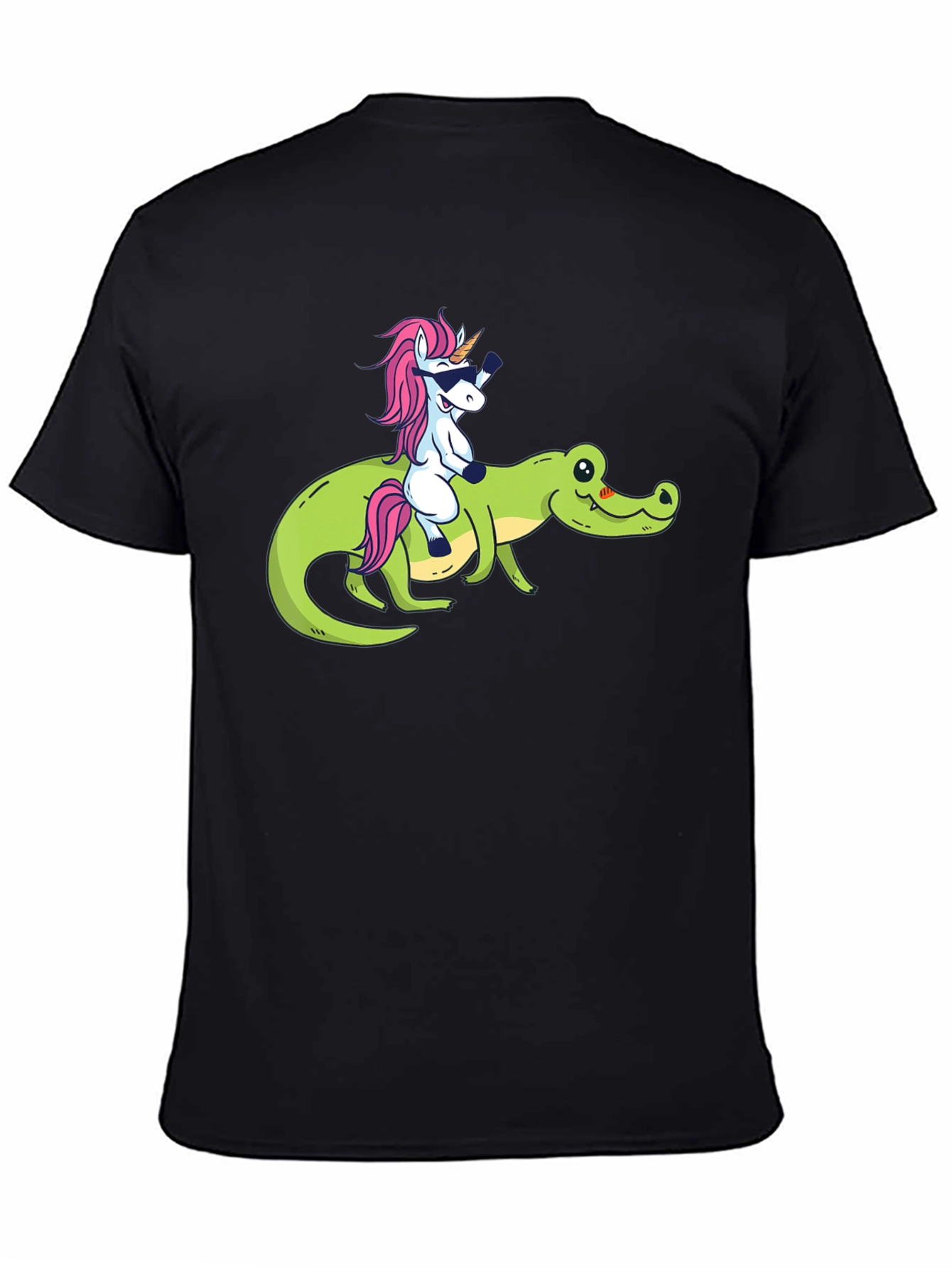 Black Unicorn Riding Alligator Graphic T-Shirt view 4