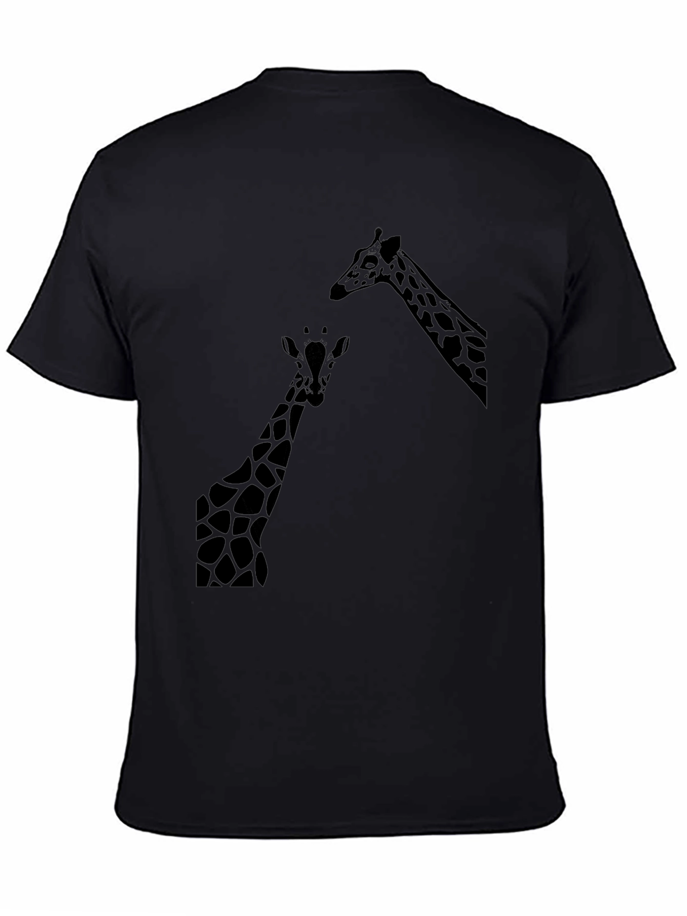 Black Giraffe Silhouette Graphic Black T-Shirt view 4