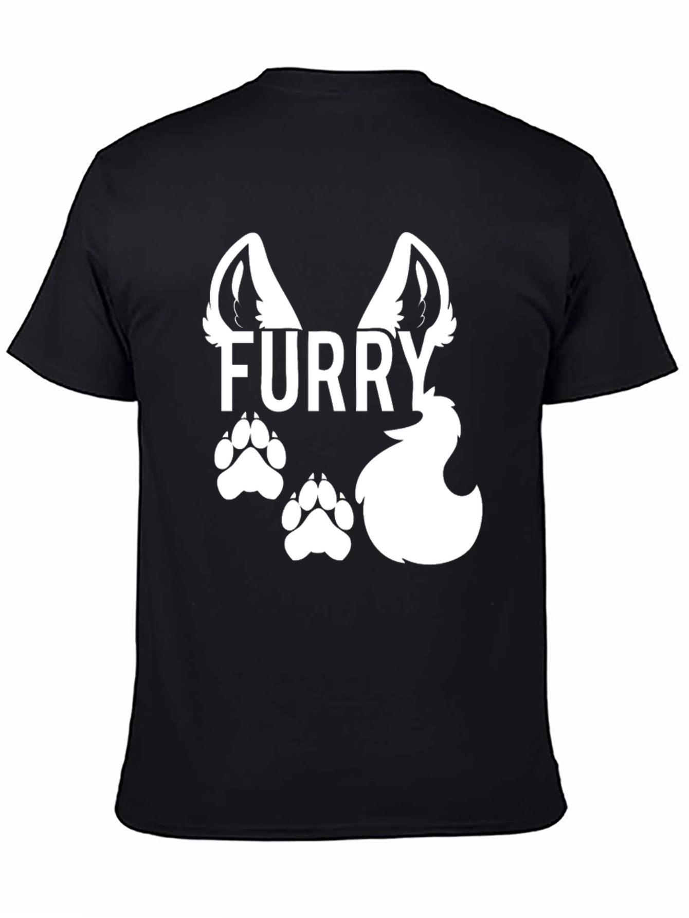 Black Furry Graphic Tee - Black Crew Neck T-Shirt view 4