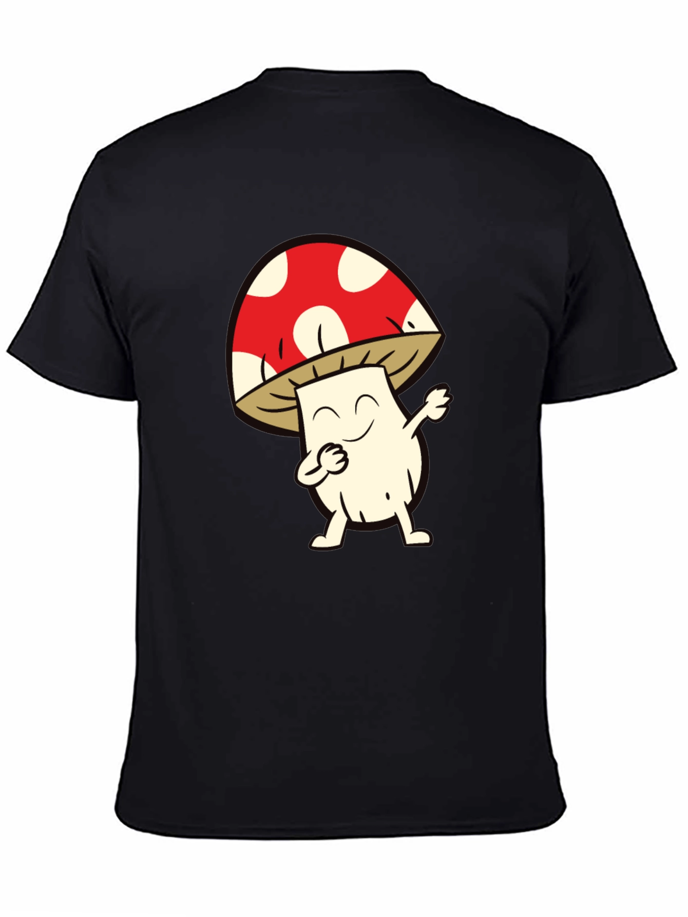 Black Funny Mushroom Dab Dance Black T-Shirt view 4