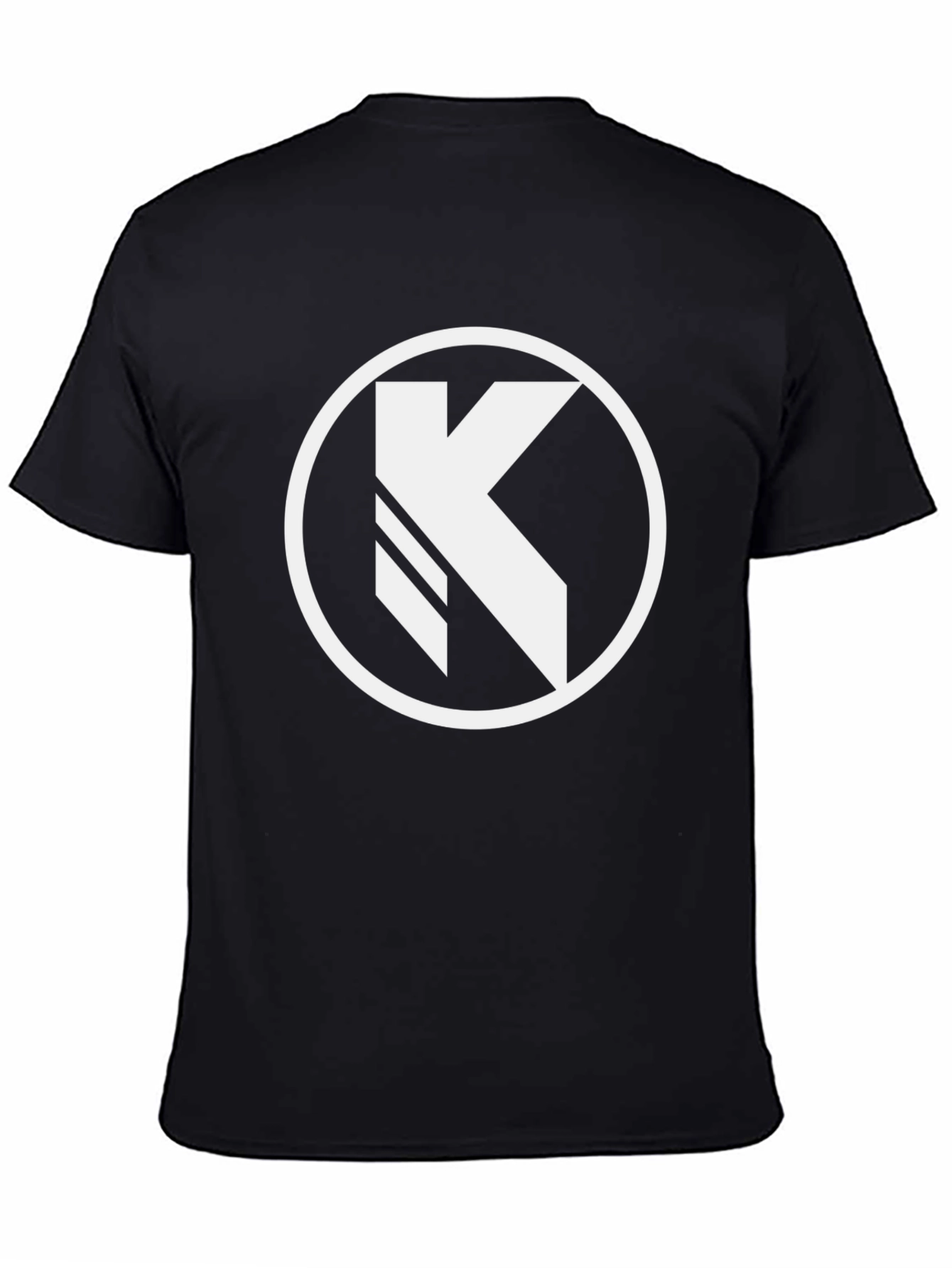 Black Tee with Bold White "K" Circle Graphic - 4
