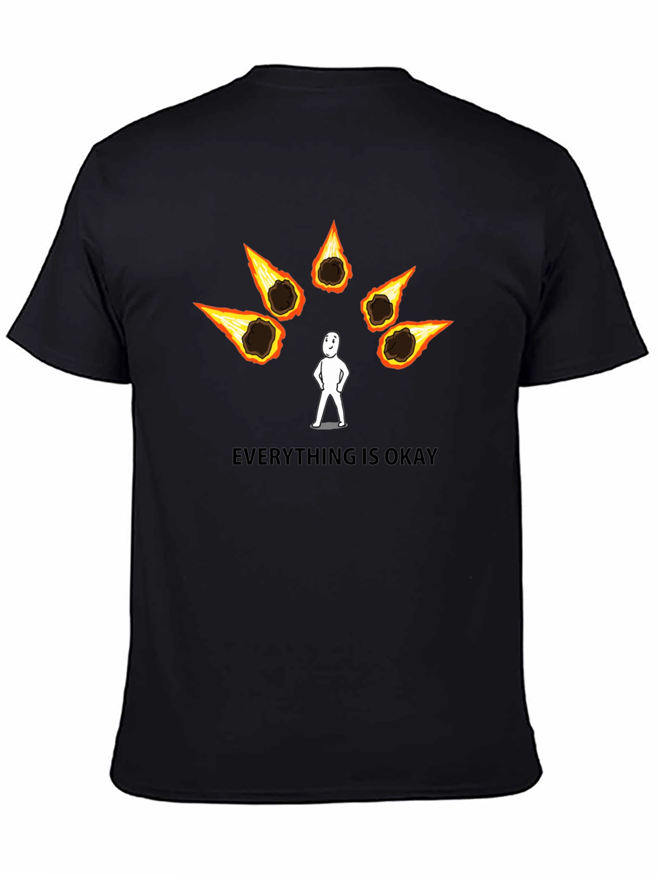Black Everything Is Okay T-Shirt - Funny Meteor Meme Tee view 4